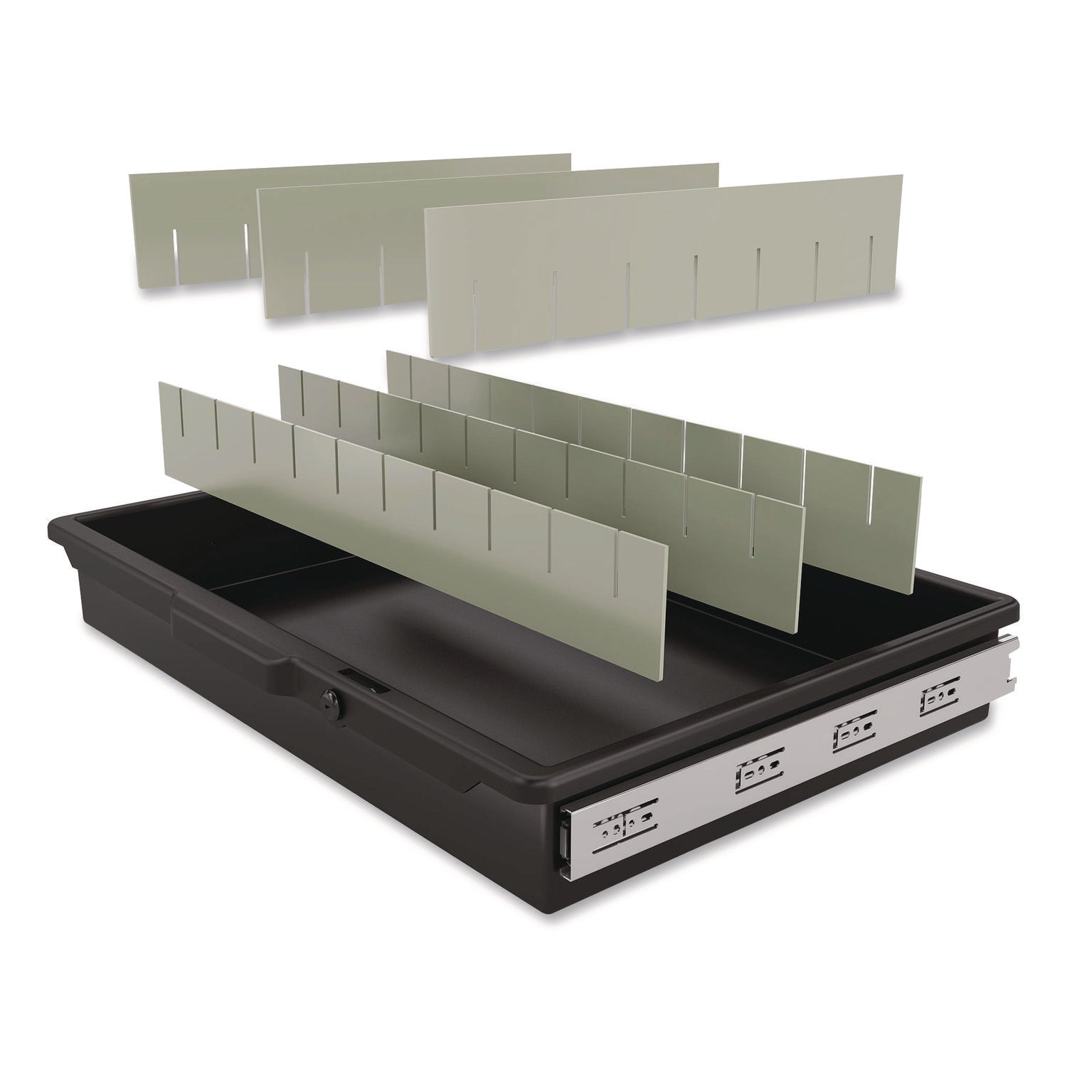 Suncast Commercial® Lockable Slide Drawer with Dividers for Suncast Commercial Full-Size Housekeeping Carts HKC1000/HKC2000, Plastic, Black