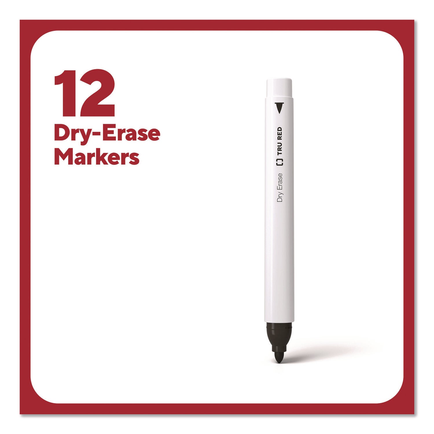 TRU RED™ Pen Dry Erase Markers, Bullet Fine Tip, Assorted Colors, 12/Pack