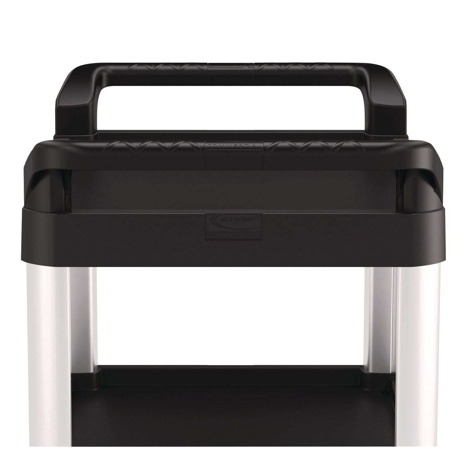 Suncast Commercial® Three-Shelf Service Cart, Metal/Plastic, 3 Shelves, 300 lb Capacity, 20" x 39.85" x 38.17", Black