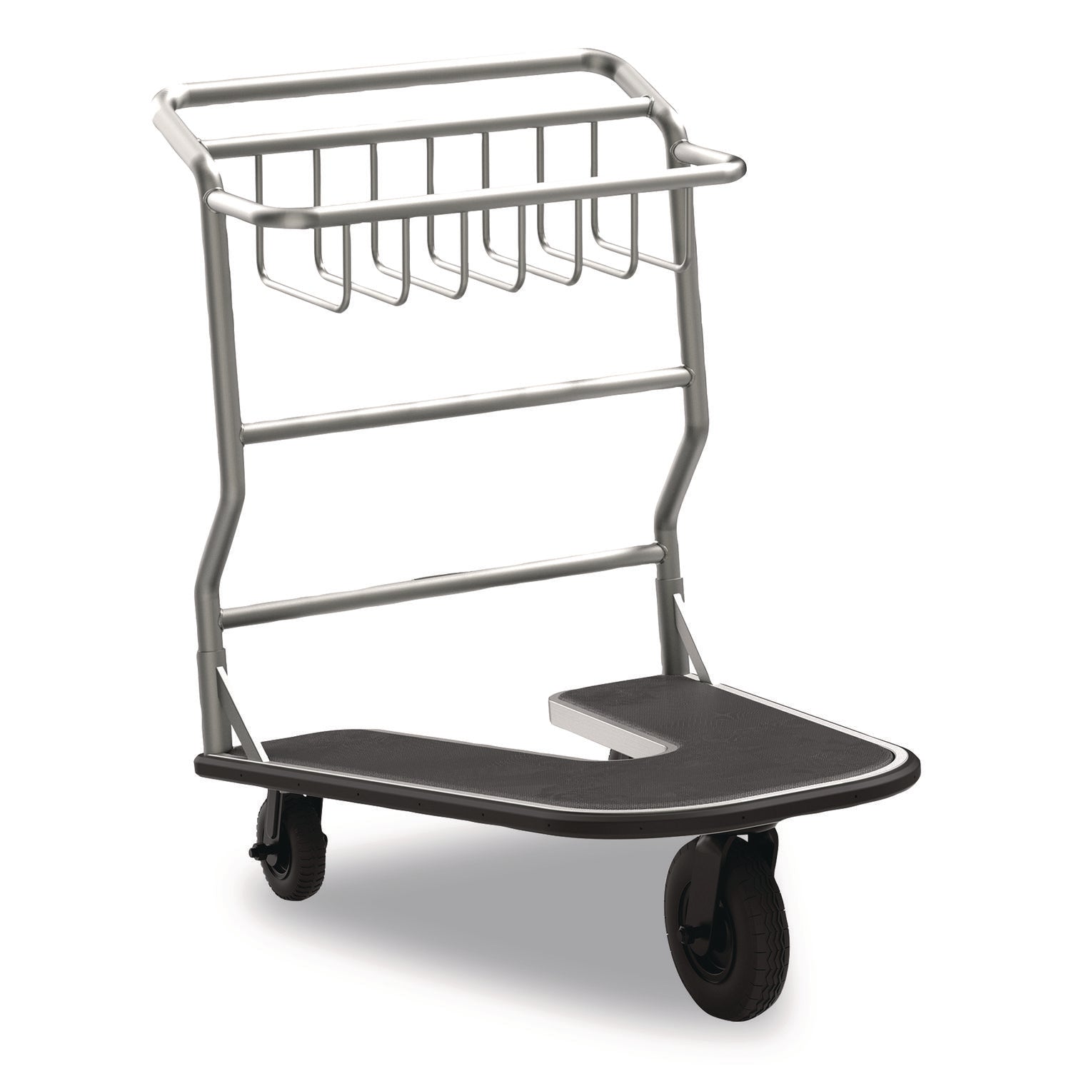 Suncast Commercial® Nesting Luggage Cart with Rubber Platform, Capacity, 300 lb Capacity, 27 x 37 x 37.5, Silver/Black