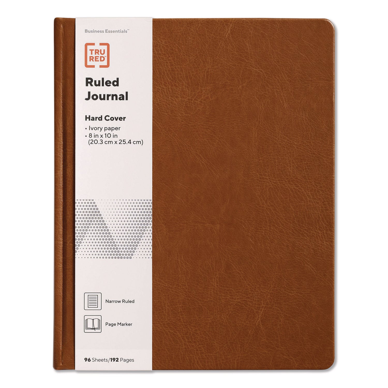 TRU RED™ Hardcover Business Journal, Elastic Closure, 1-Subject, Narrow Rule, Cognac Cover, (96) 10 x 8 Sheets
