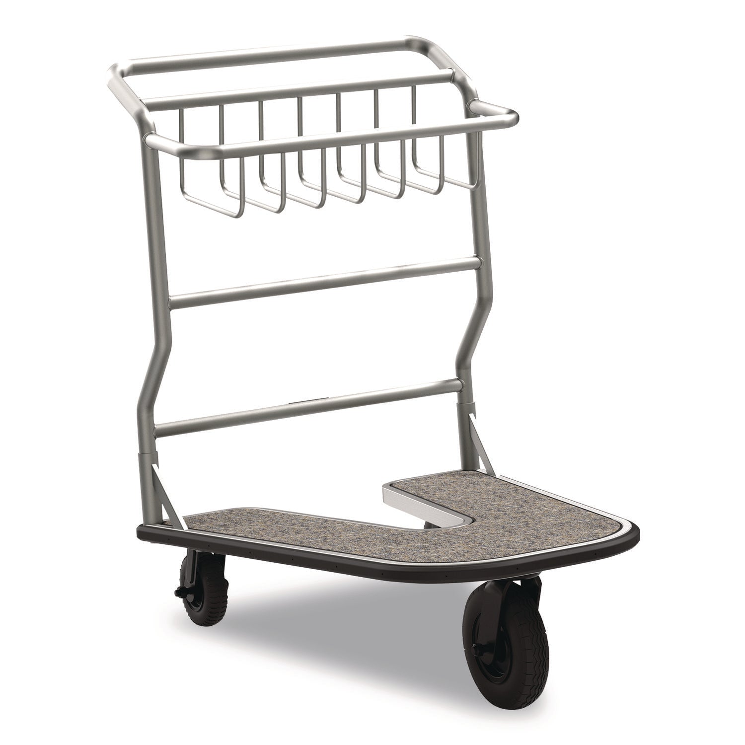 Suncast Commercial® Nesting Luggage Cart with Carpeted Platform, 300 lb Capacity, 27 x 37 x 37.5, Silver/Black