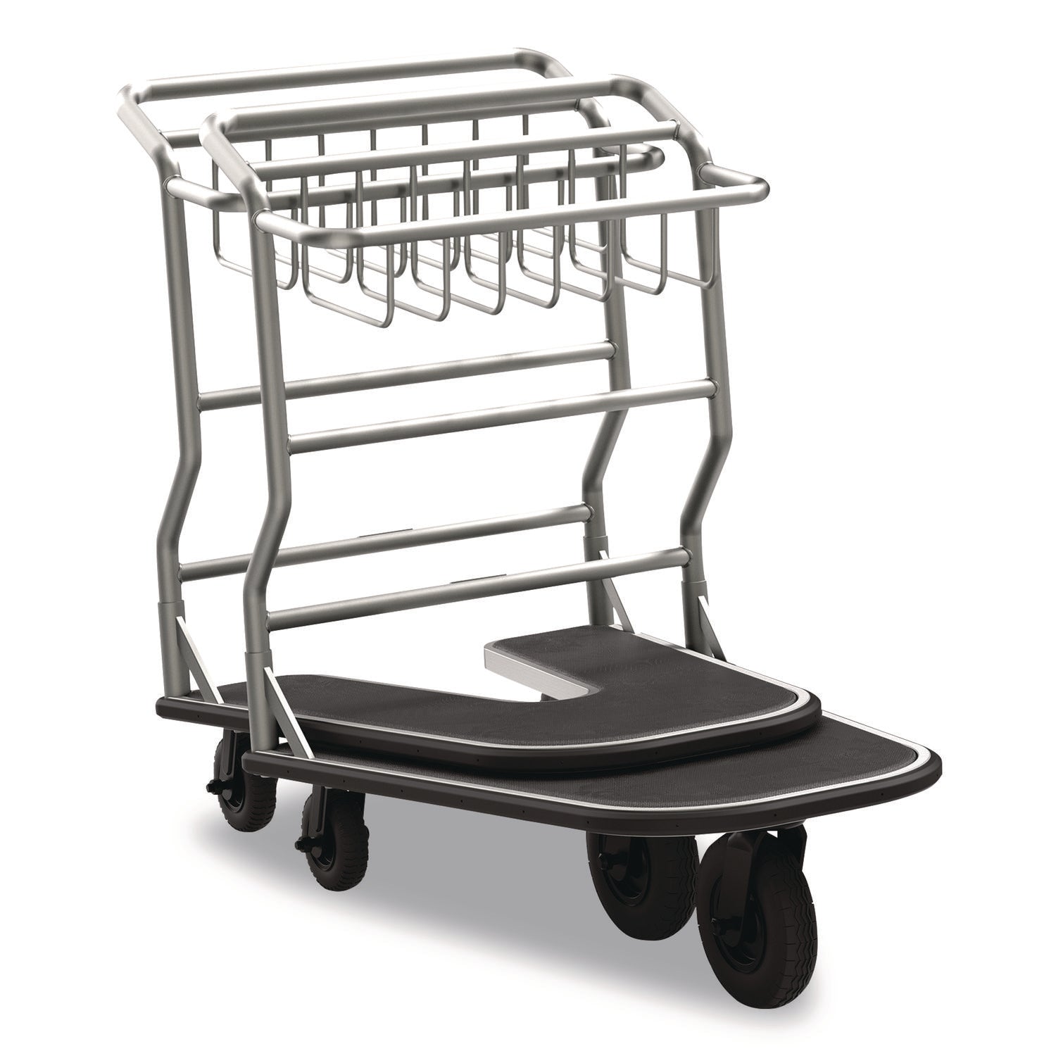 Suncast Commercial® Nesting Luggage Cart with Rubber Platform, Capacity, 300 lb Capacity, 27 x 37 x 37.5, Silver/Black