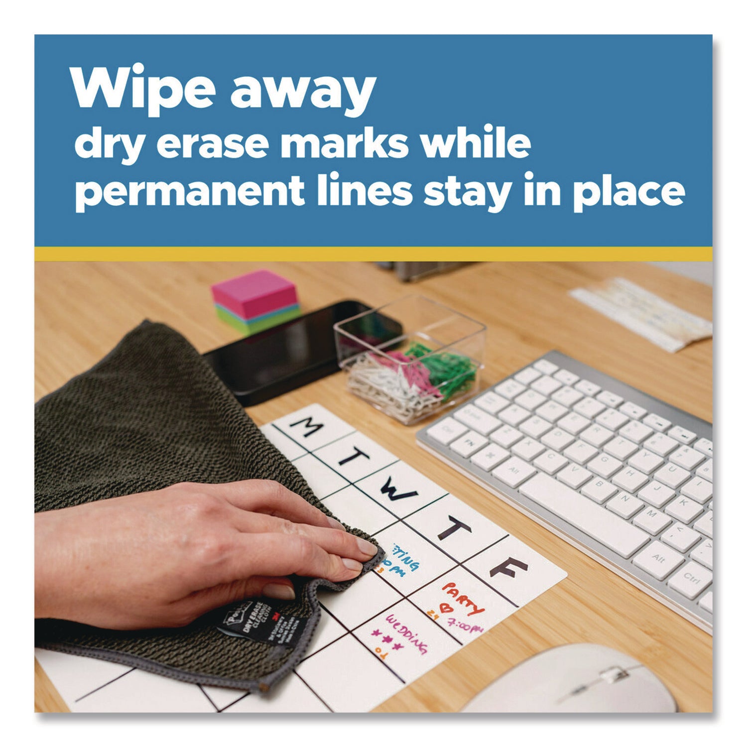 Post-it® Easy-Erase Whiteboard Sheets, Plastic Surface, 9.1 x 9.1, White, 2/Pack