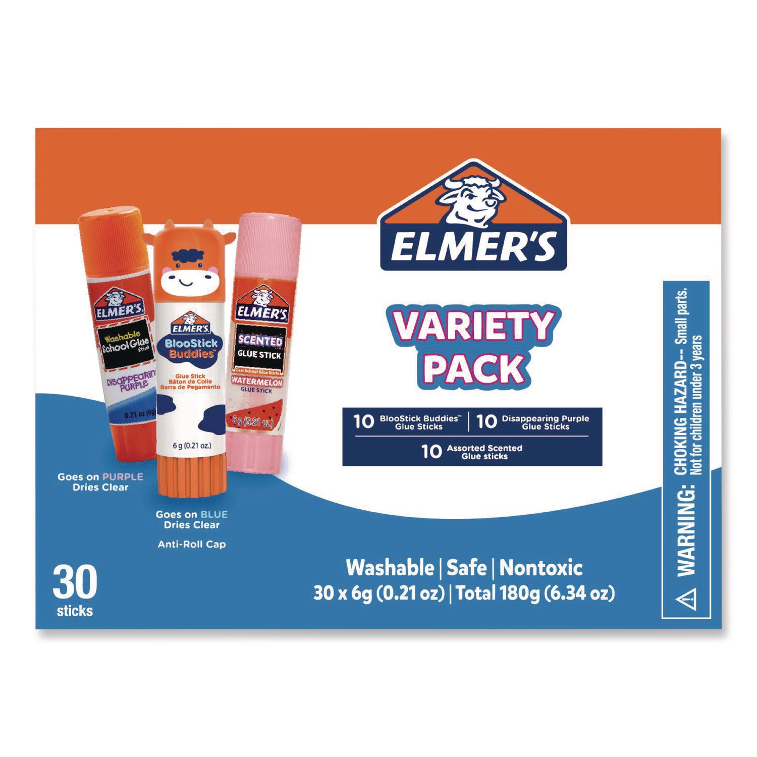 Elmer's® Glue Stick Variety Pack, 0.21 oz, Dries Clear, 30/Pack