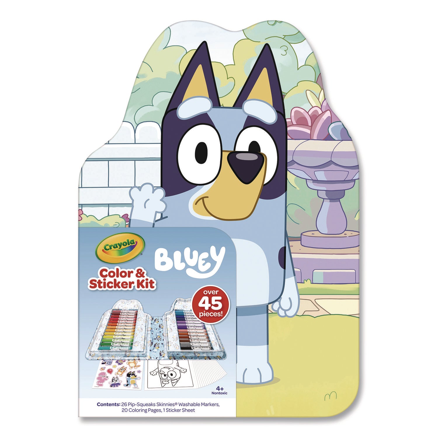 Crayola® Bluey Color and Sticker Kit, (26) Pip-Squeaks Skinnies Washable Markers, (20) Coloring Pages, (1) Sticker Sheet