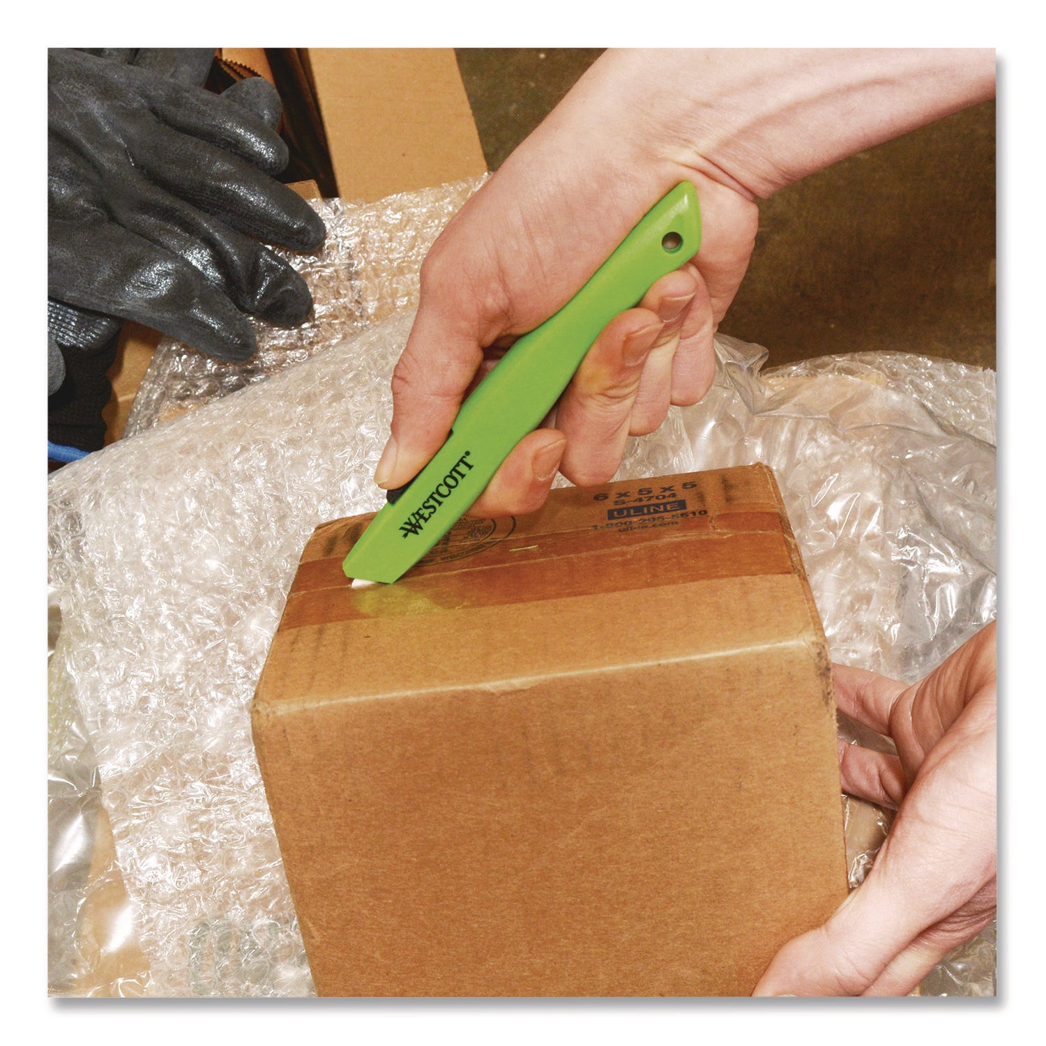 Westcott® Full-Size Safety Cutter, ABS Handle, Green, 12/Pack