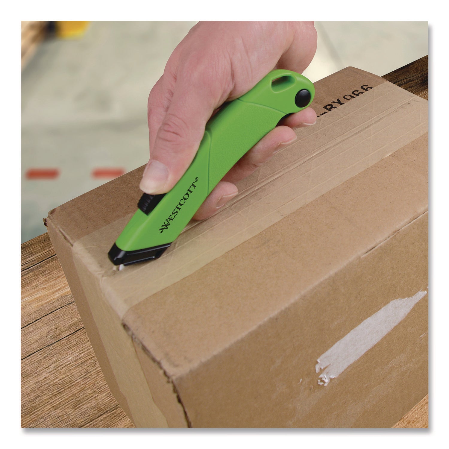 Westcott® Ceramic Safety Cutter with Fold-Out Film Cutter, Plastic Handle, Green