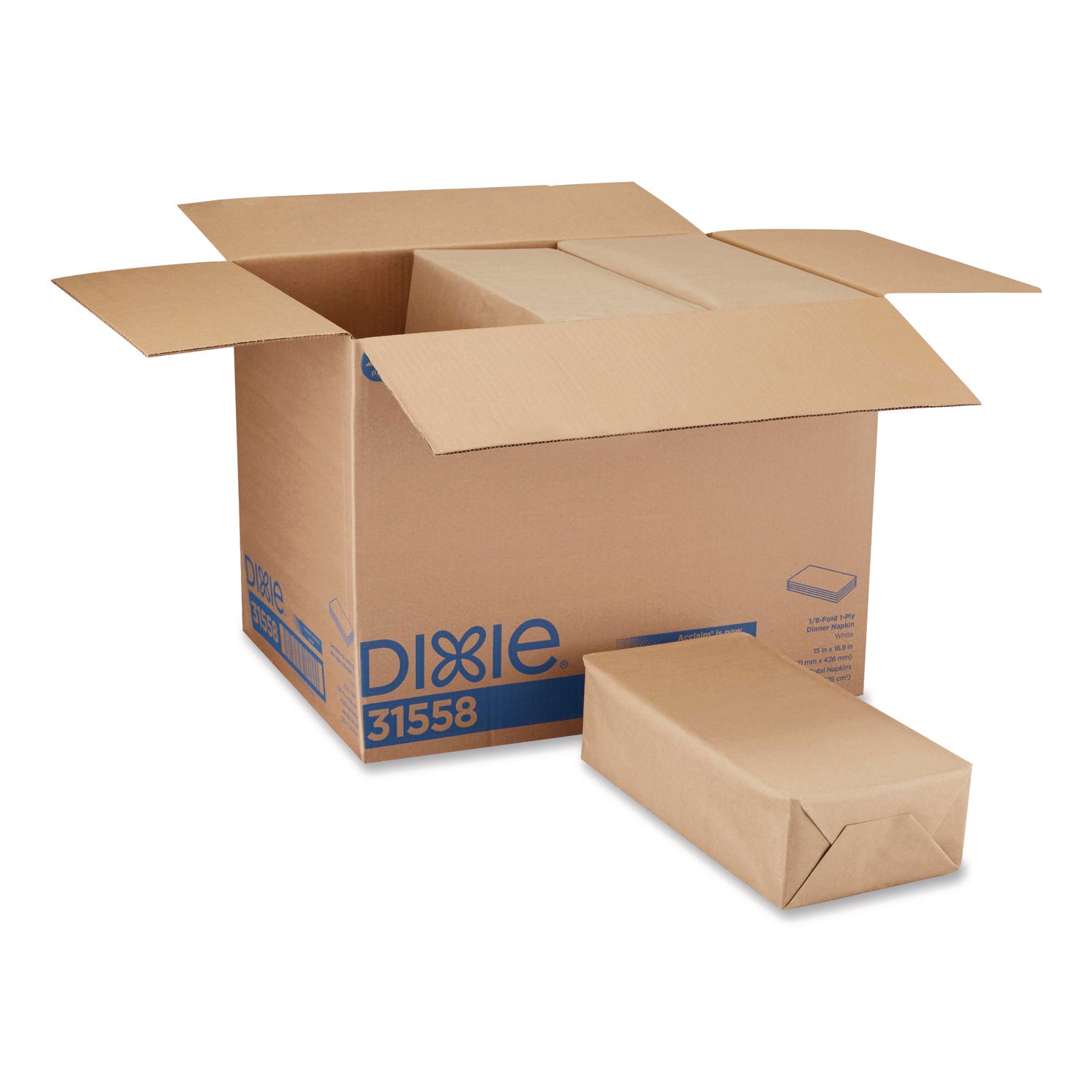 Dixie® 1/8-Fold Dinner Napkin, 1-Ply, 15 x 16.8, White, 350/Pack, 12 Packs/Carton