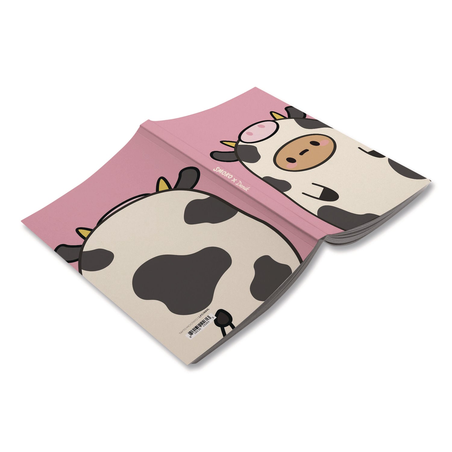 Denik Smoko Tayto Mootato Layflat Notebook, 1 Subject, Medium/College Rule, Pink/White/Brown Cover, (72) 8 x 5 Sheets