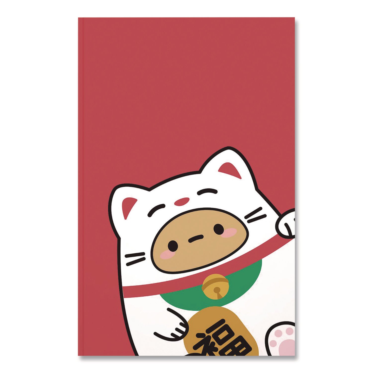 Denik Smoko Tayto Lucky Cat Layflat Notebook, 1 Subject, Medium/College Rule, Red/White/Brown Cover, (72) 8 x 5 Sheets