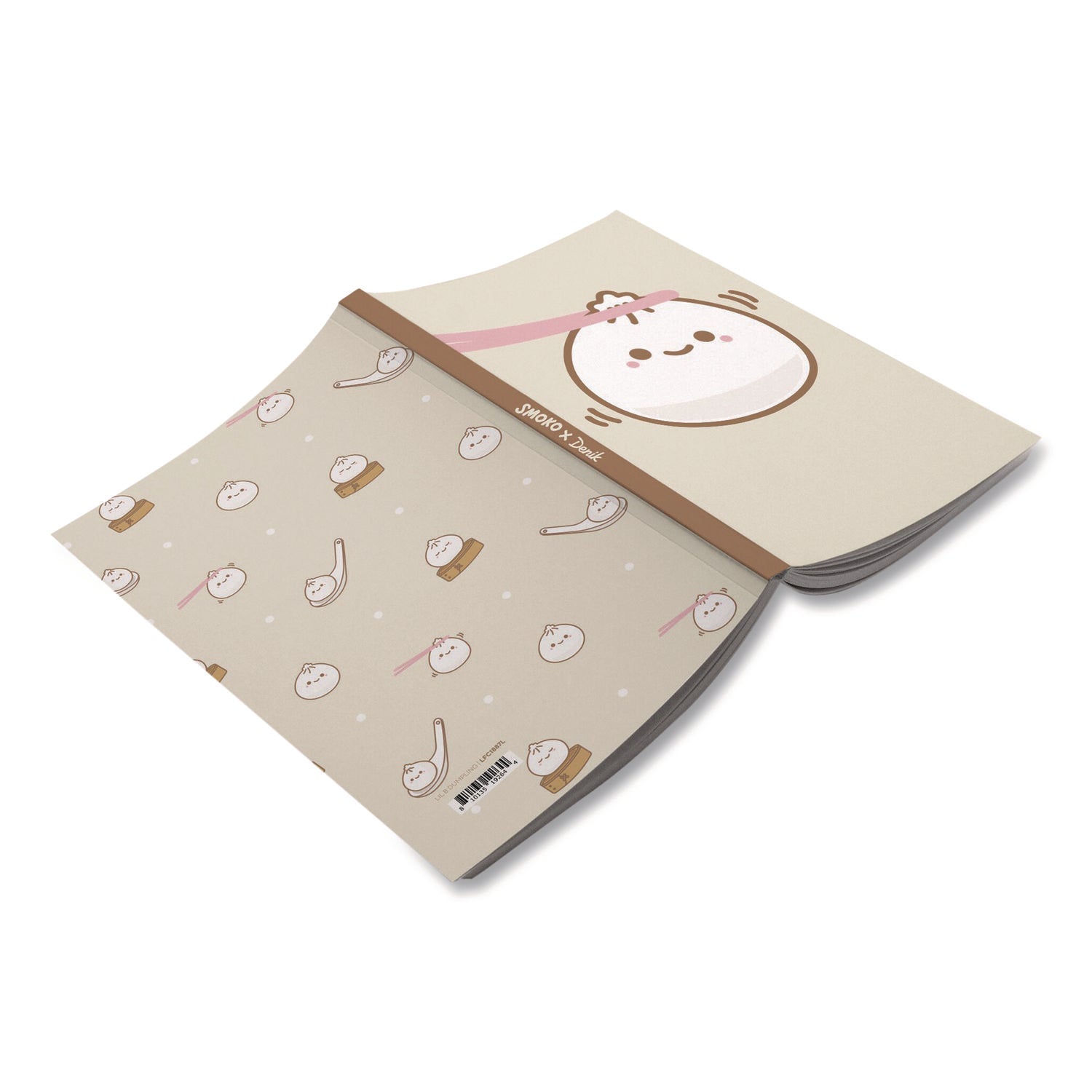 Denik Smoko Lil B Dumpling Layflat Notebook, 1 Subject, Medium/College Rule, Tan/White/Pink Cover, (72) 8 x 5 Sheets
