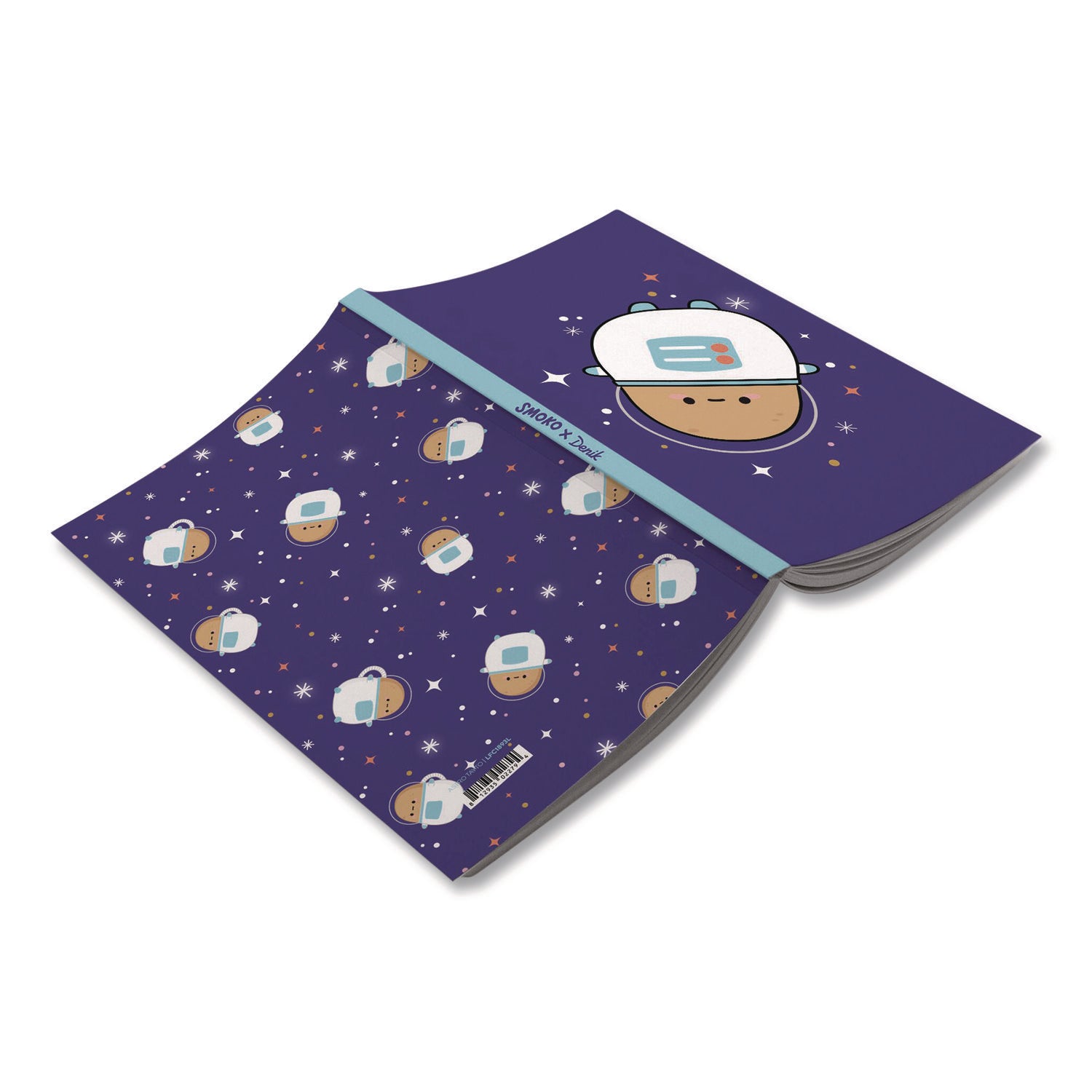 Denik Smoko Astro Tayto Layflat Notebook, 1 Subject, Medium/College Rule, Blue/White/Tan Cover, (72) 8 x 5 Sheets