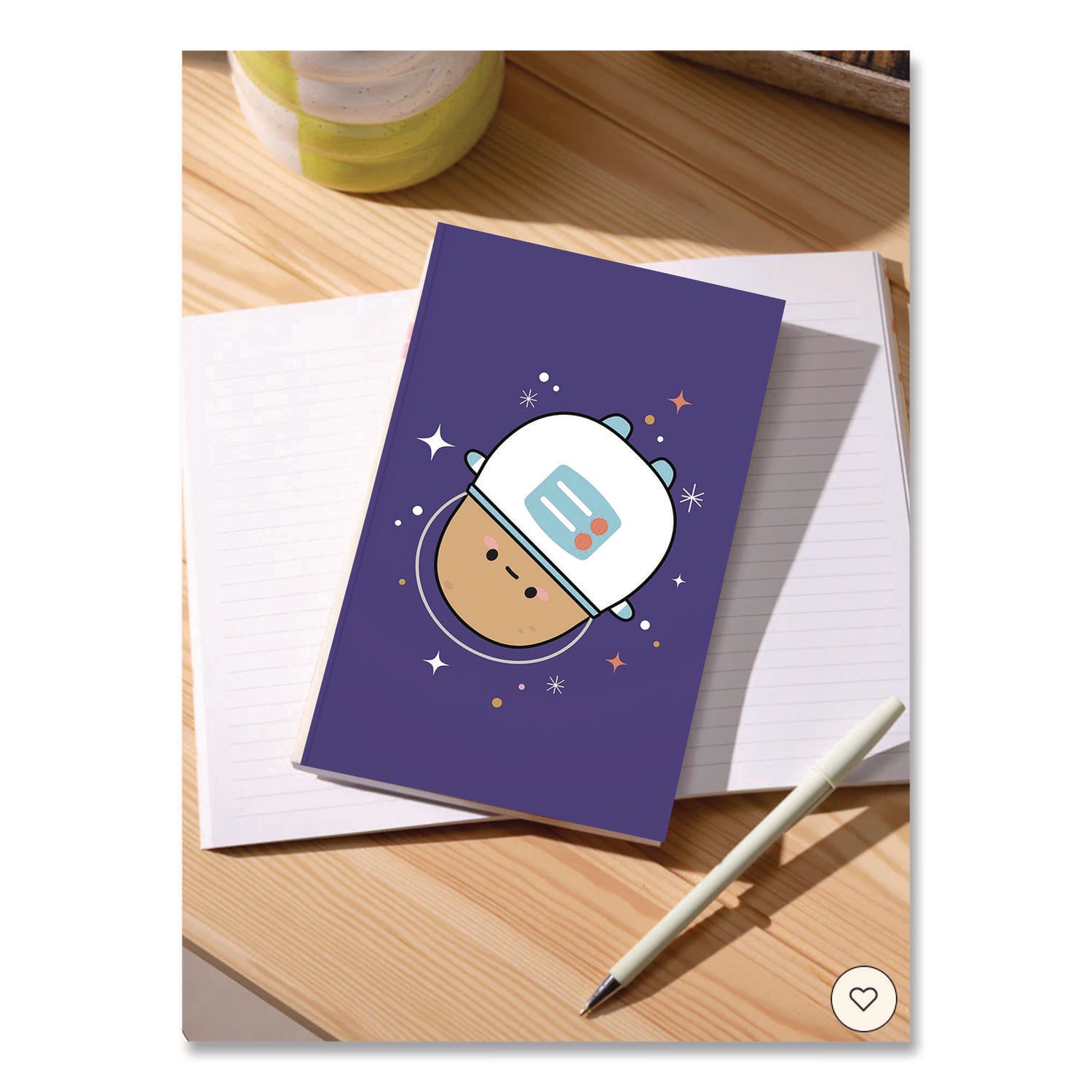 Denik Smoko Astro Tayto Layflat Notebook, 1 Subject, Medium/College Rule, Blue/White/Tan Cover, (72) 8 x 5 Sheets