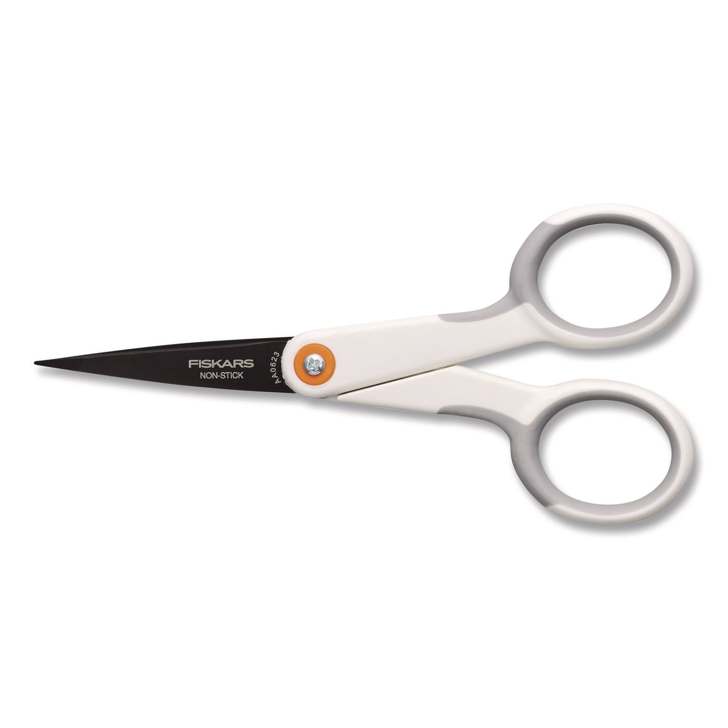 Fiskars® SoftGrip Nonstick Scissors, 5" Long, Straight White/Gray Handle