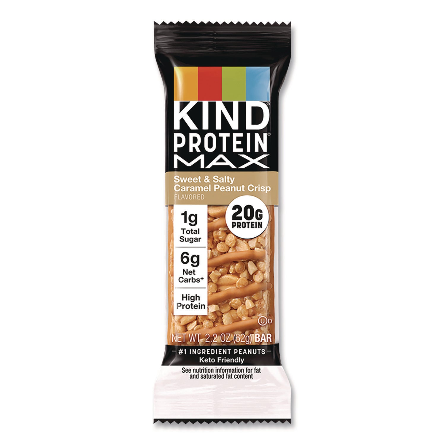 KIND Protein MAX Bar, Sweet and Salty Caramel Peanut Crisp, 2.2 oz Bar, 12/Box