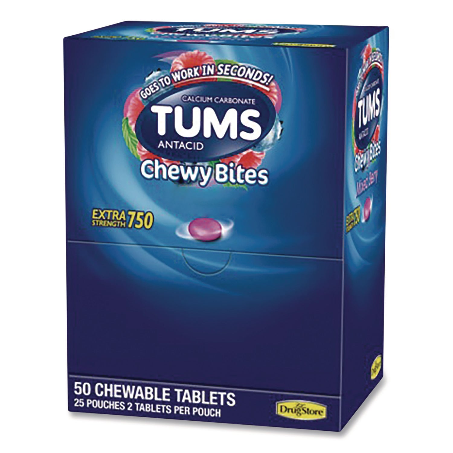 Lil' Drugstore® TUMS Antacid Chewy Bites, 2 Tablets/Pouch, 25 Pouches/Box