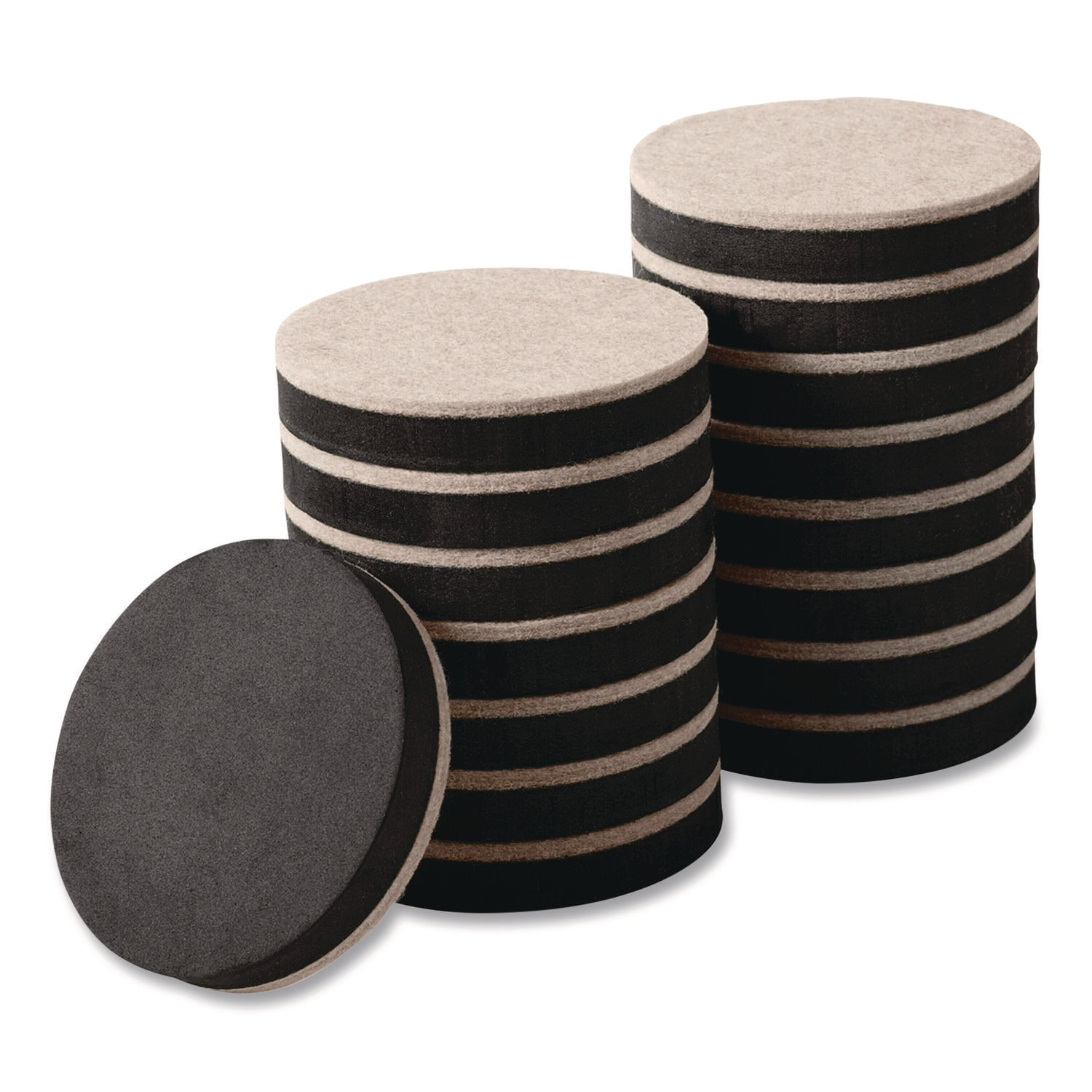 Scotch™ Furniture Sliders, 3.5" dia, Black/Beige, 16/Pack