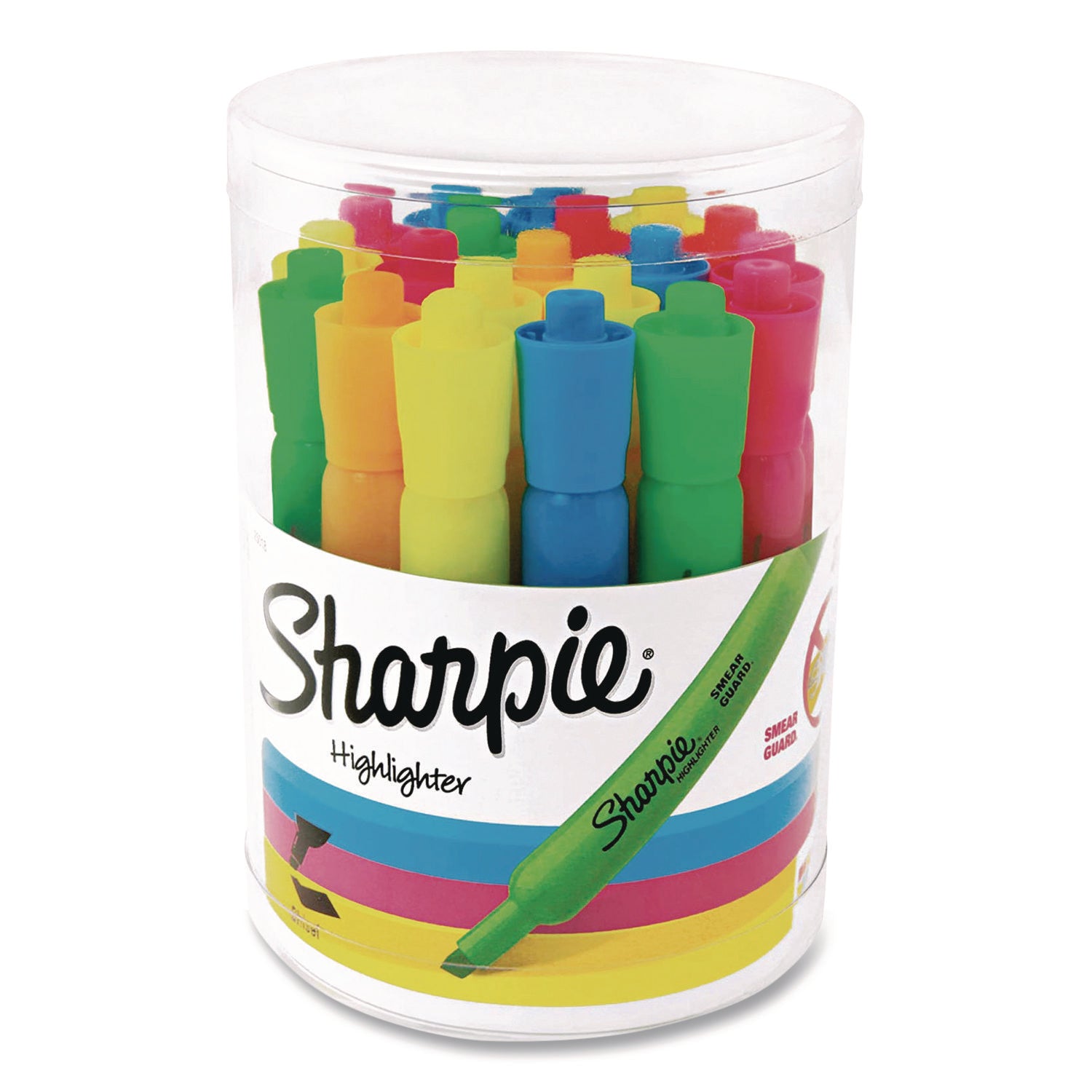 Sharpie® Smear Guard Tank Highlighters, Assorted Ink, Chisel Tip, Assorted Barrel, 20/Pack