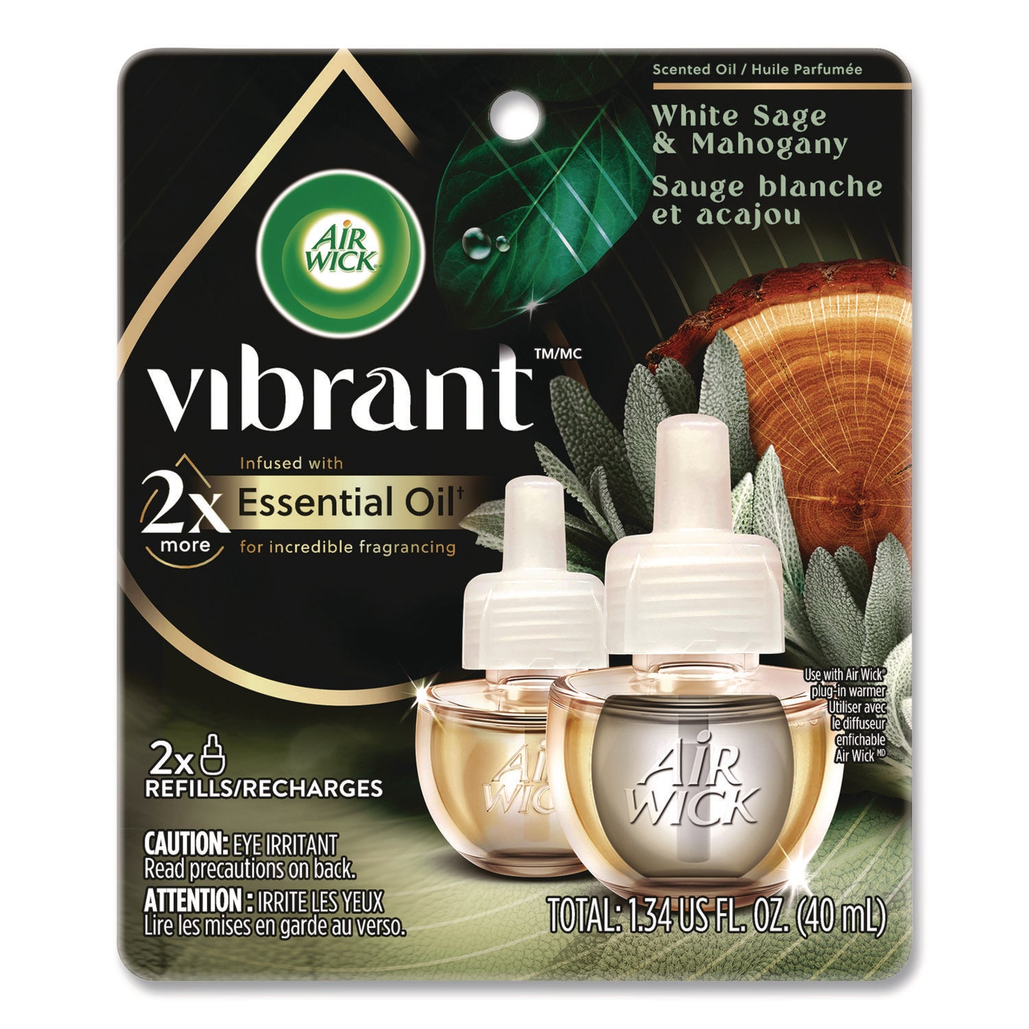 Air Wick® Scented Oil Refill, White Sage and Mahogany, 0.67 oz, 2/Pack