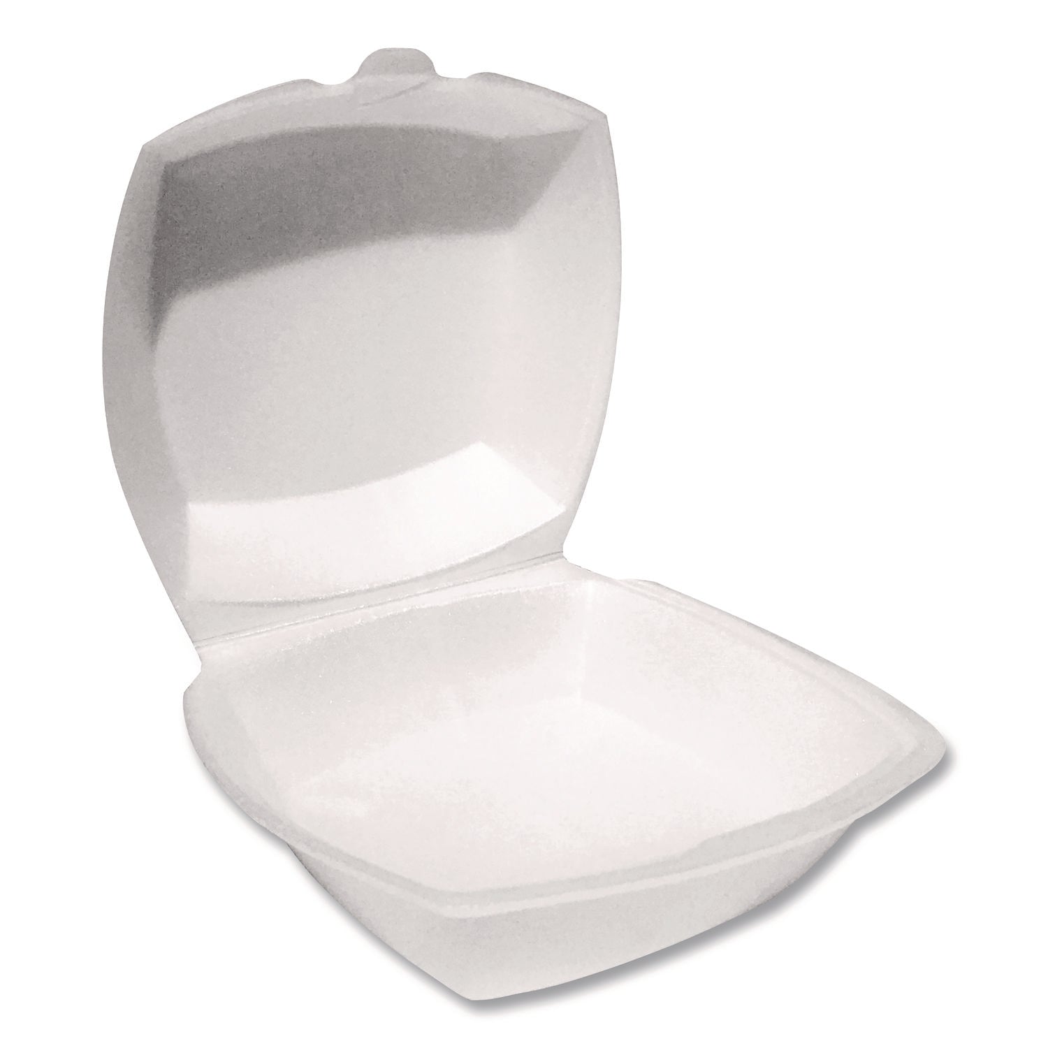 Plastifar Foam Hinged Lid Containers, 6 x 6 x 3, White, Foam, 500/Carton