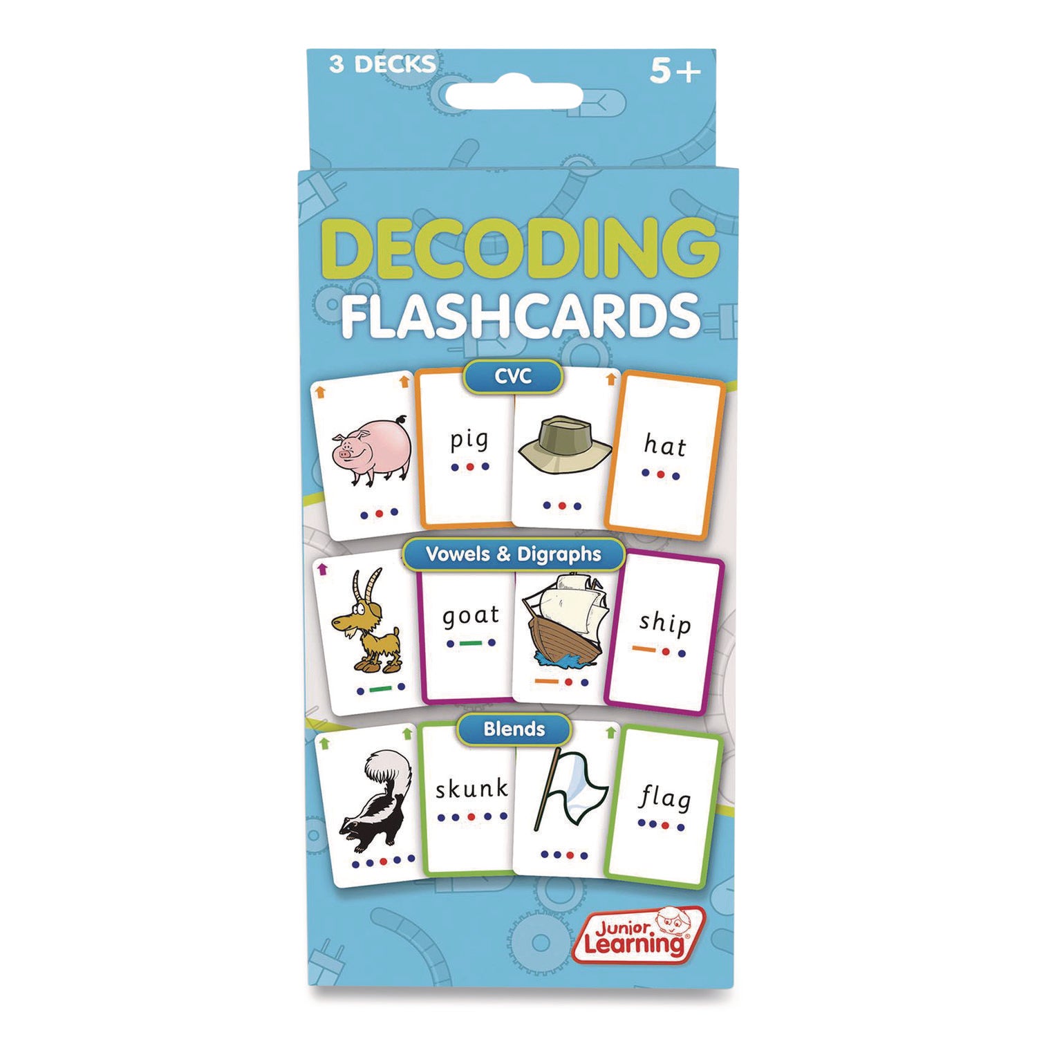 Junior Learning Inc® Decoding Flashcards, 3 Decks, Ages 5 and Up