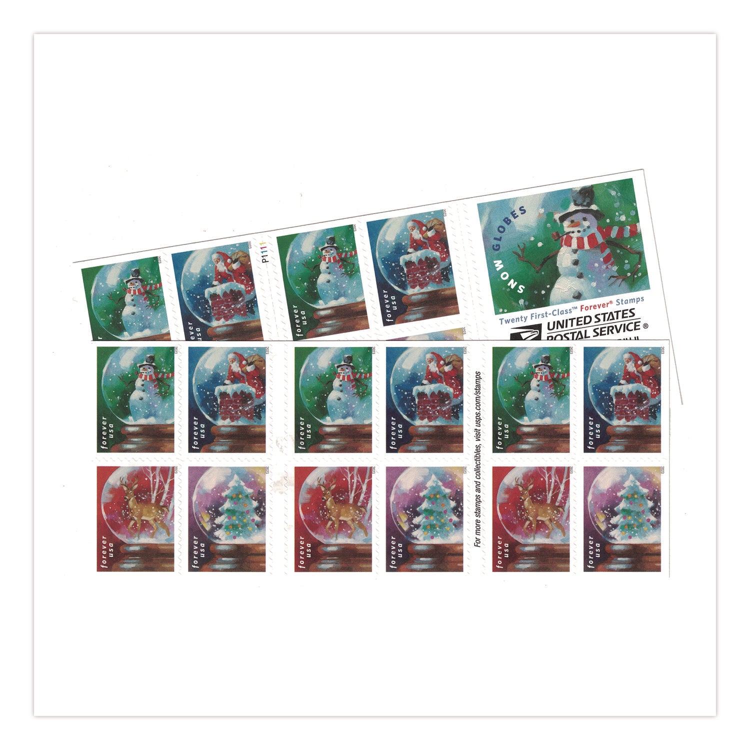 United States Postal Service First-Class Forever Stamps, Holiday, 20/Book