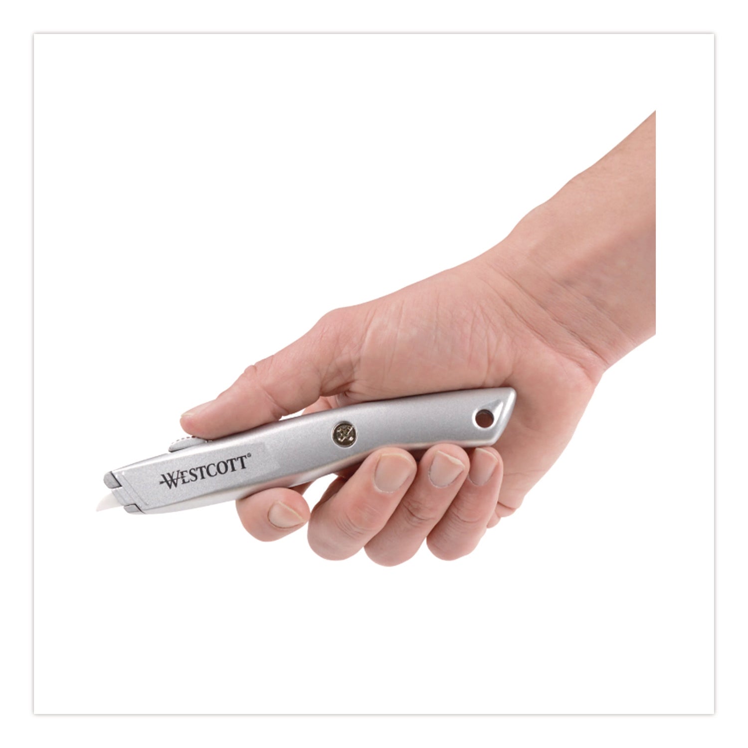 Westcott® Aluminum Safety Cutter with Ceramic Blade, Aluminum Handle, Silver