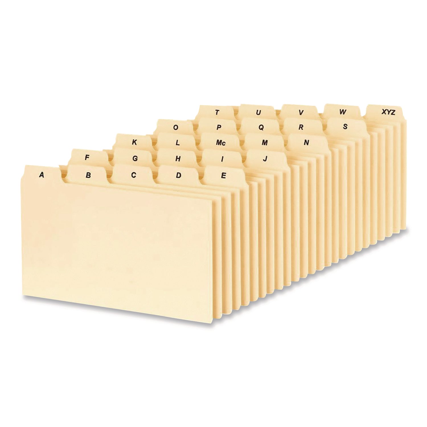 Oxford™ A-Z Index Card Files, 1/5-Cut Top Tab, Assorted Position, 3 x 5, Manila, 25/Set