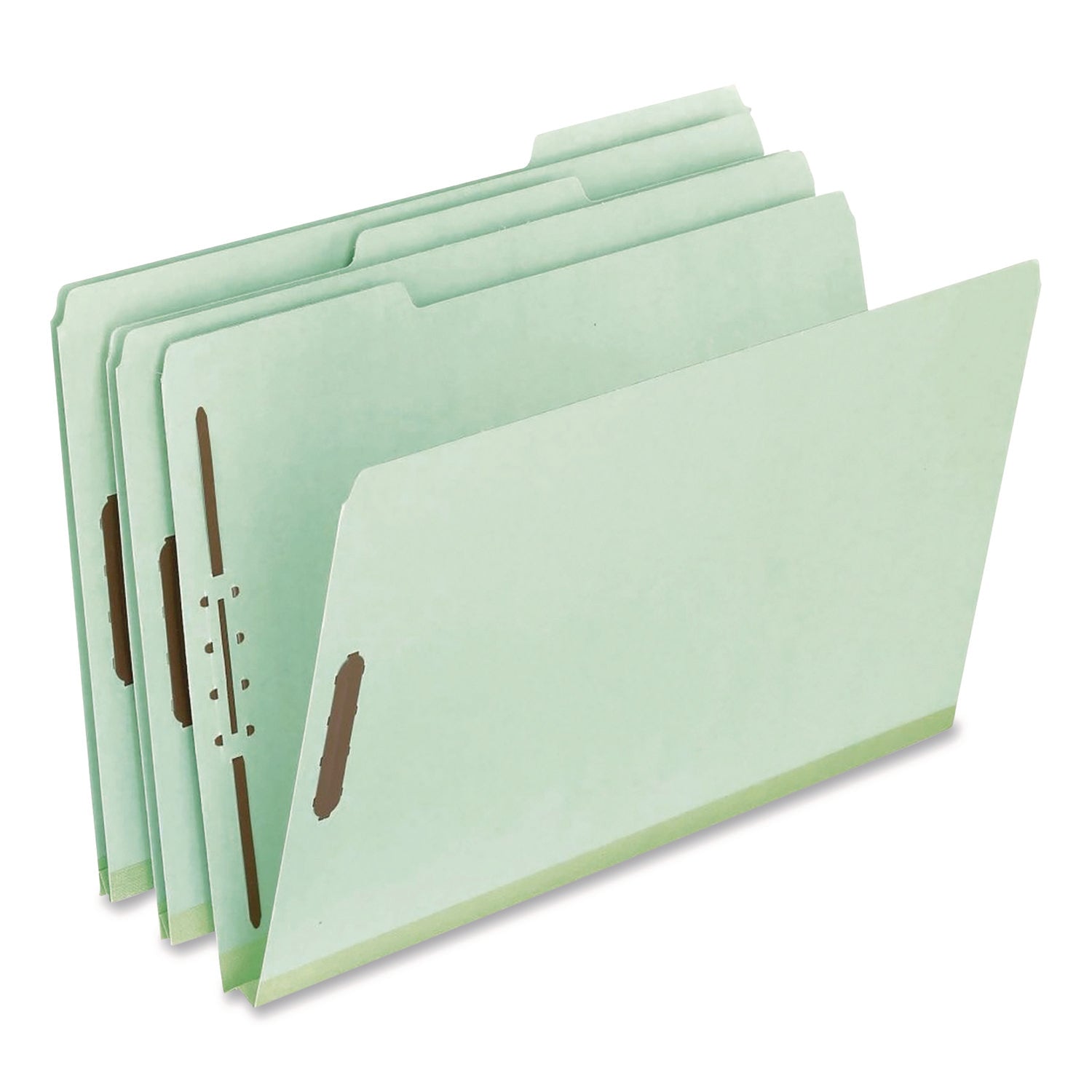Pendaflex® Colored Pressboard Top Tab Fastener Folders, 1" Expansion, 2 Fasteners, Legal Size, Light Green Exterior, 25/Box