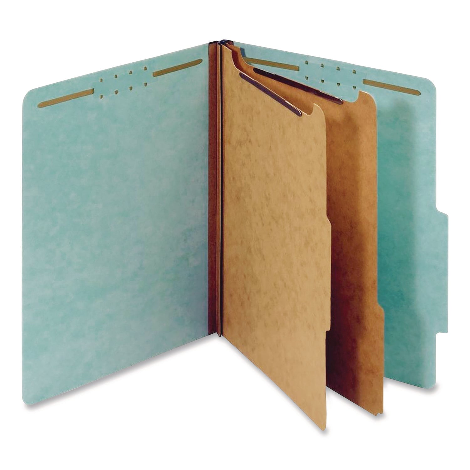 Pendaflex® Colored Pressboard Top Tab Classification Folders, 2.5" Expansion, 2 Dividers, 6 Fasteners, Letter Size, Light Blue, 10/Box