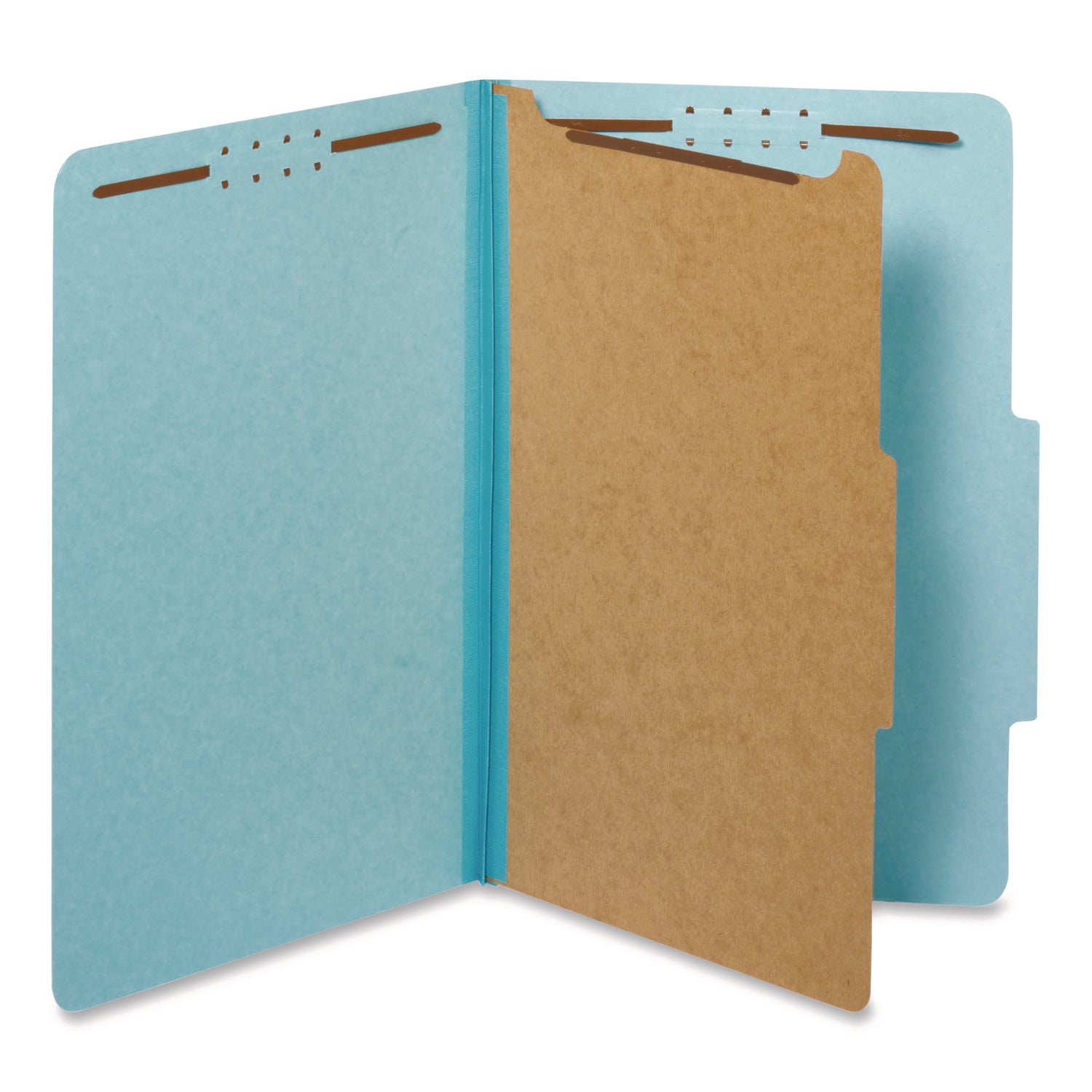 Pendaflex® Colored Pressboard Top Tab Classification Folders, 1.75" Expansion, 1 Divider, 4 Fasteners, Legal Size, Light Blue, 10/Box