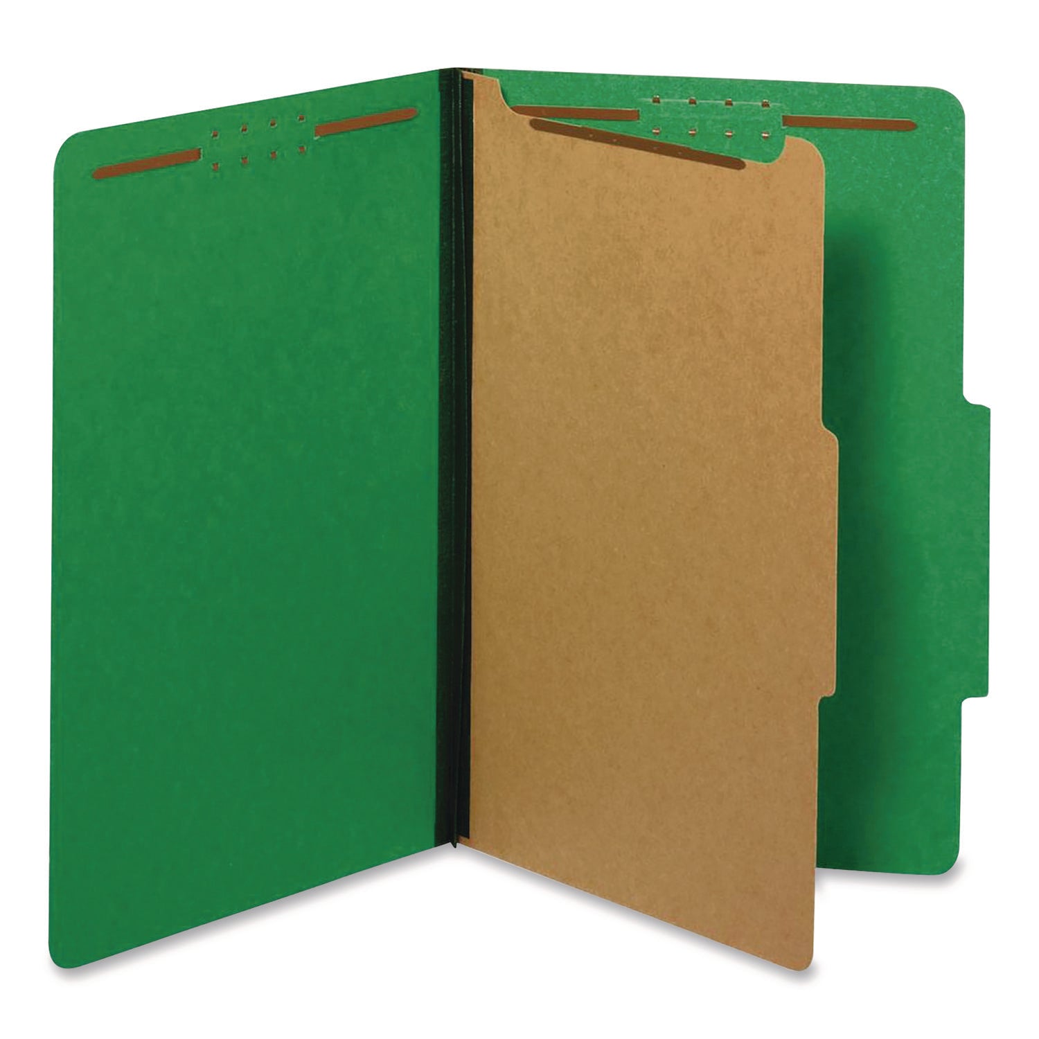 Pendaflex® Colored Pressboard Top Tab Classification Folders, 1.75" Expansion, 1 Divider, 4 Fasteners, Legal Size, Dark Green, 10/Box