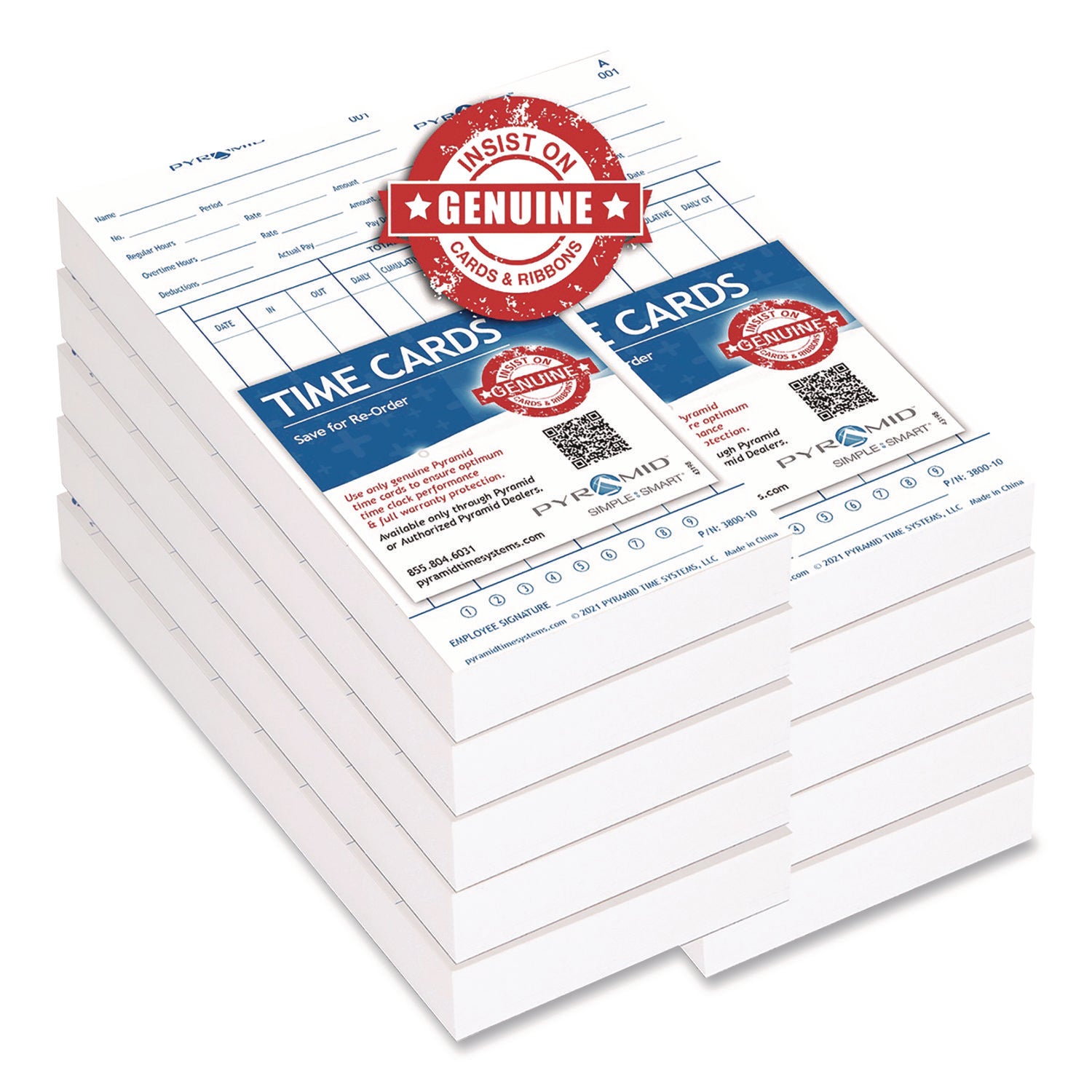 Pyramid Technologies Time Cards For 3800 Time Clock, 1,000/Carton