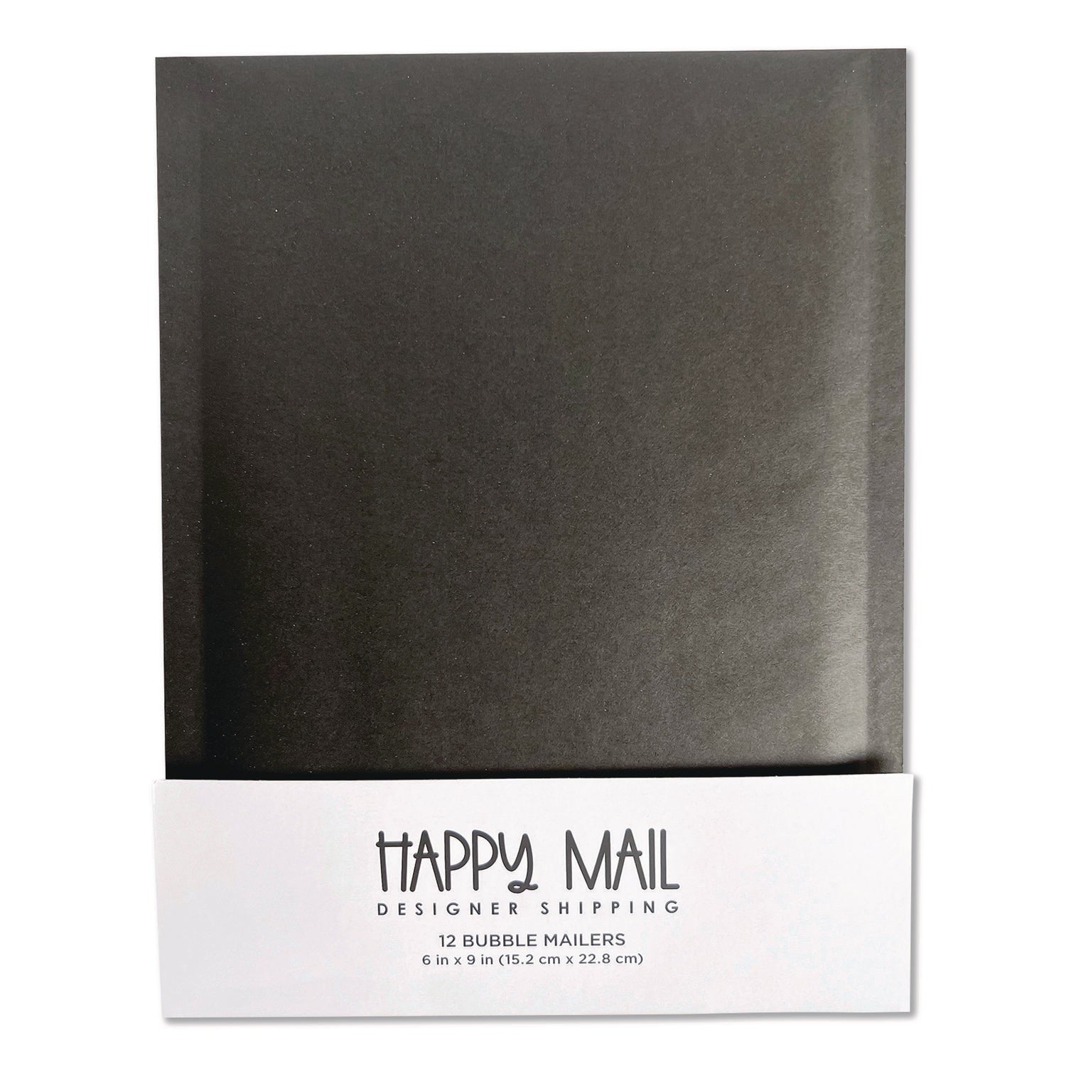 Happy Mail Self-Sealing Bubble Mailer, 6 x 9, Black, 12/Pack