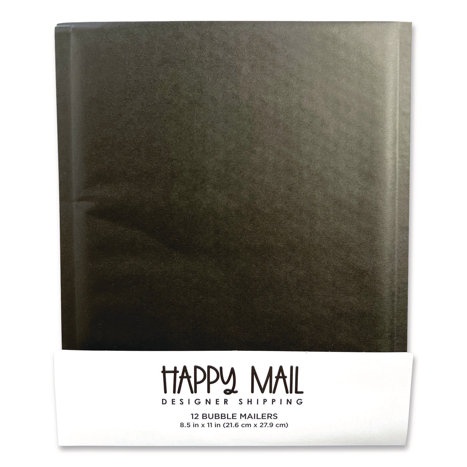 Happy Mail Self-Sealing Bubble Mailer, 8.5 x 11, Black, 12/Pack
