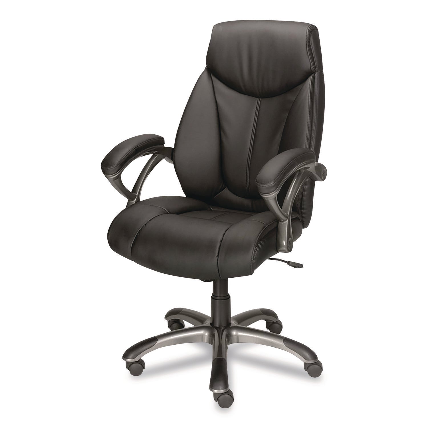 Workplace2.0™ Ramsey Bonded Leather Manager Chair, Supports Up to 275 lb, 18.6" to 22.5" Seat Height, Black Seat/Back, Black Base