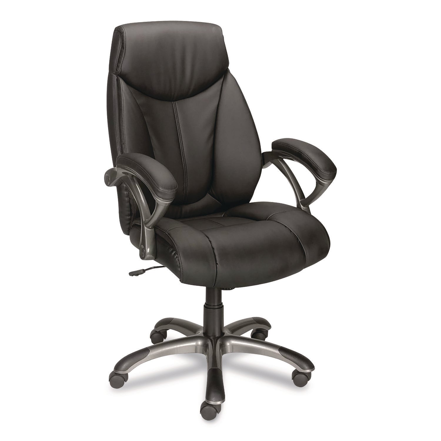 Workplace2.0™ Ramsey Bonded Leather Manager Chair, Supports Up to 275 lb, 18.6" to 22.5" Seat Height, Black Seat/Back, Black Base