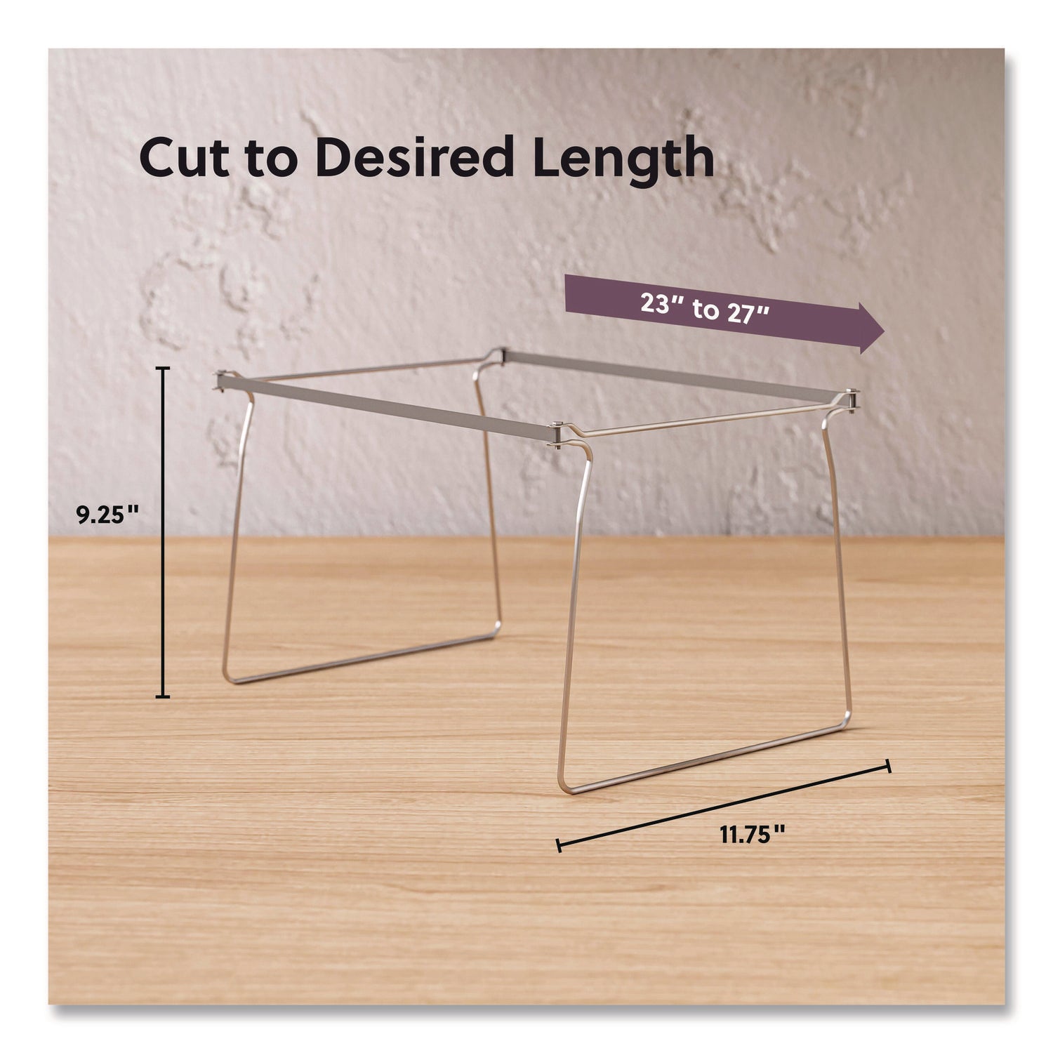 Smead Steel Hanging Folder Drawer Frame, 1 Section, Letter Size, 23" to 27" Long, Gray, 2/Pack