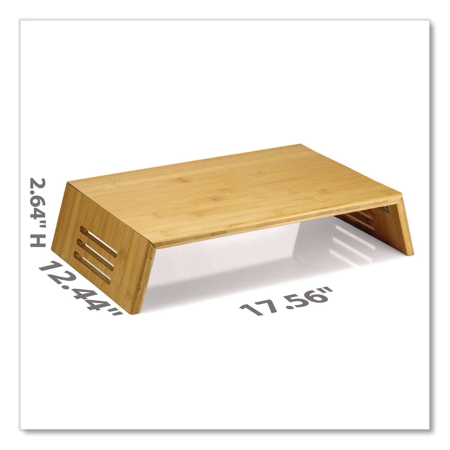 Officemate Bamboo Desktop Monitor Stand, For 16" Monitors, 17.56 x 12.44 x 2.64, Brown, Supports 20 lbs