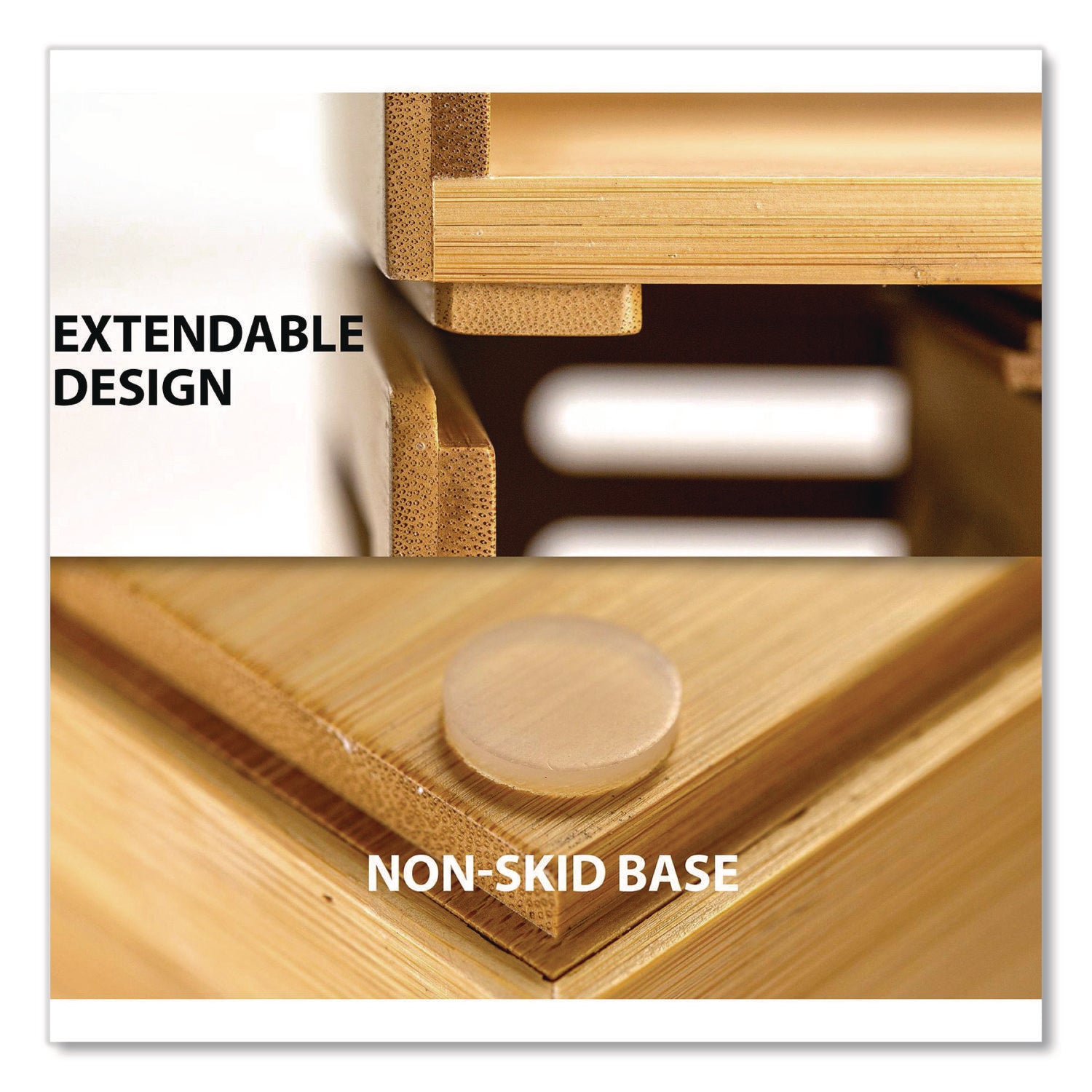 Officemate Bamboo Desktop Monitor Stand, For 16" Monitors, 17.56 x 12.44 x 2.64, Brown, Supports 20 lbs