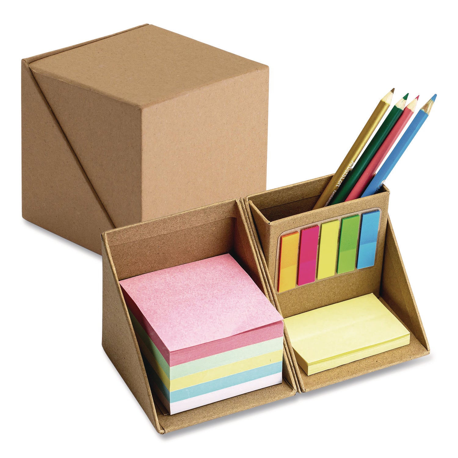 Officemate Desk Supply Organizer, 3 Compartments, 3.5 x 3.5 x 3.5, Brown, Paper