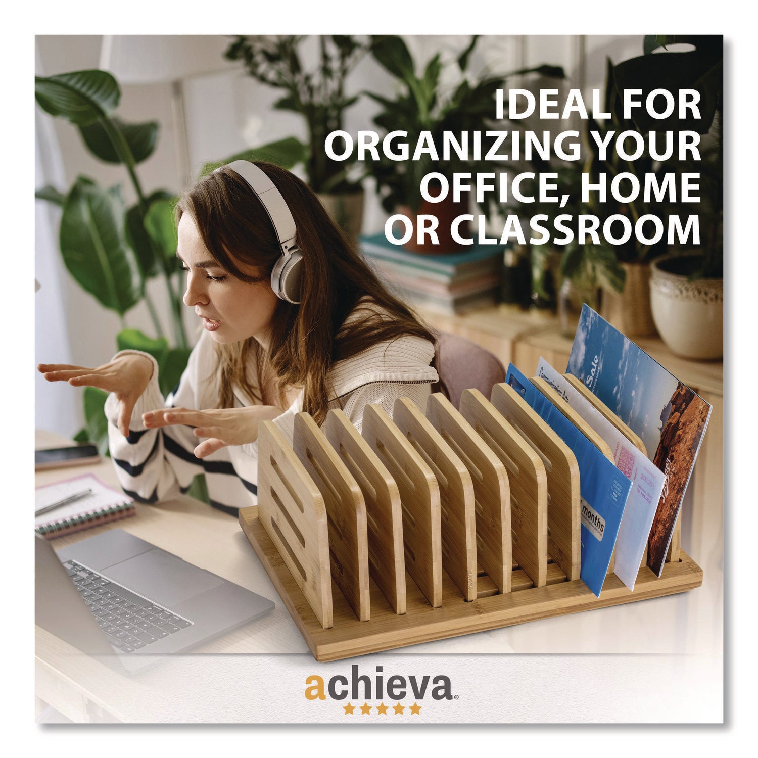 Officemate Bamboo Large File Sorter, 9 Sections, A6/A7/A8/A9/Legal/Letter/Tabloid Size Files, 14.09 x 10.04 x 3.82, Brown