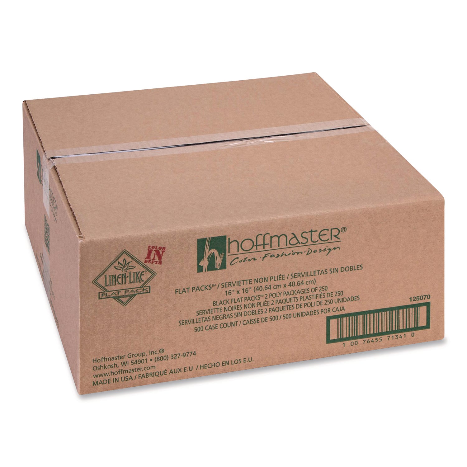 Hoffmaster® Airlaid Flat Pack Napkins, 16 x 16, Black, 500/Carton