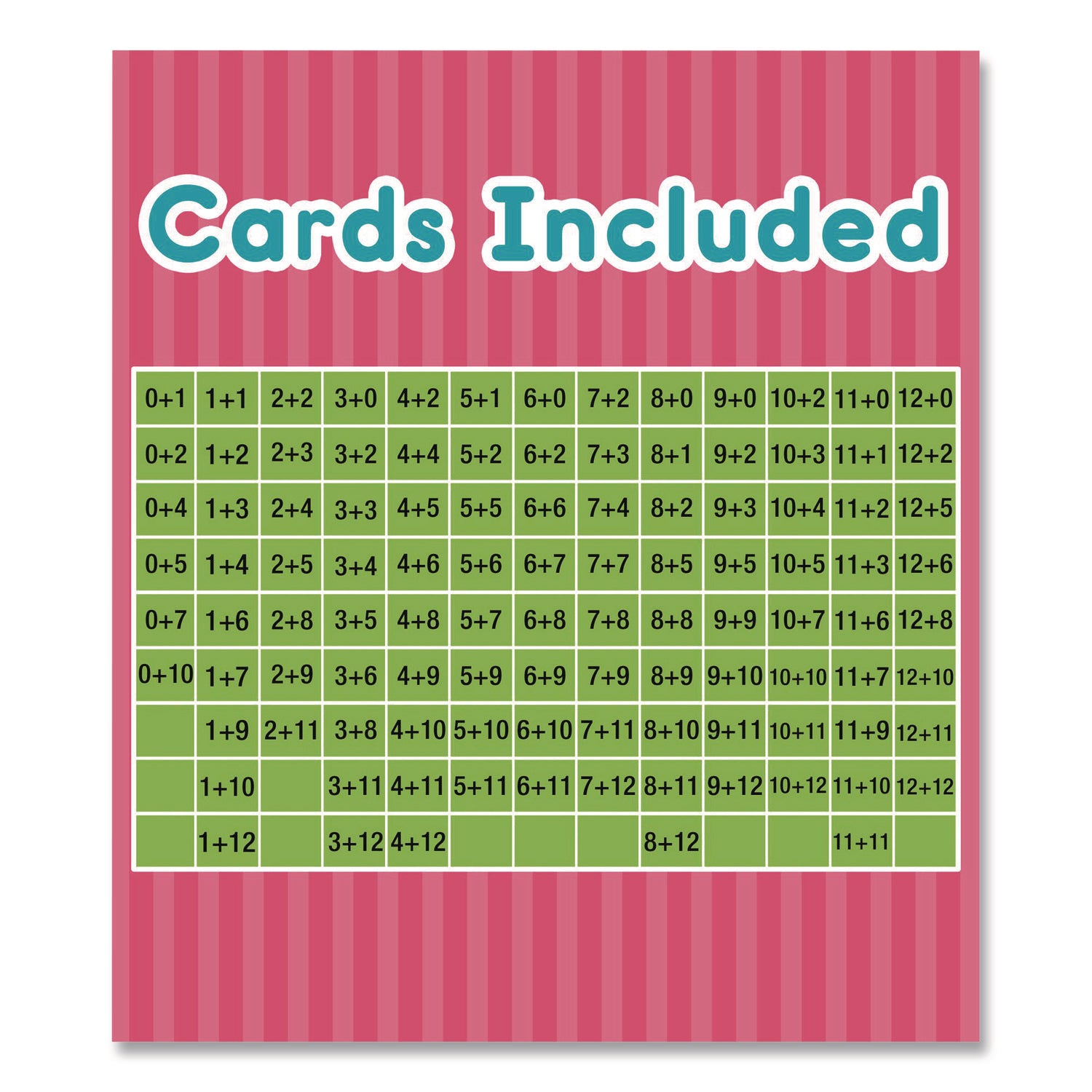 Carson-Dellosa Education Addition 0 to 12 Flash Cards, 3.25 x 5.25, Assorted Colors, 54 Cards