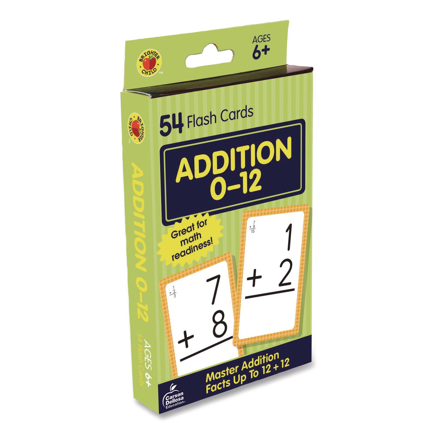 Carson-Dellosa Education Addition 0 to 12 Flash Cards, 3.25 x 5.25, Assorted Colors, 54 Cards