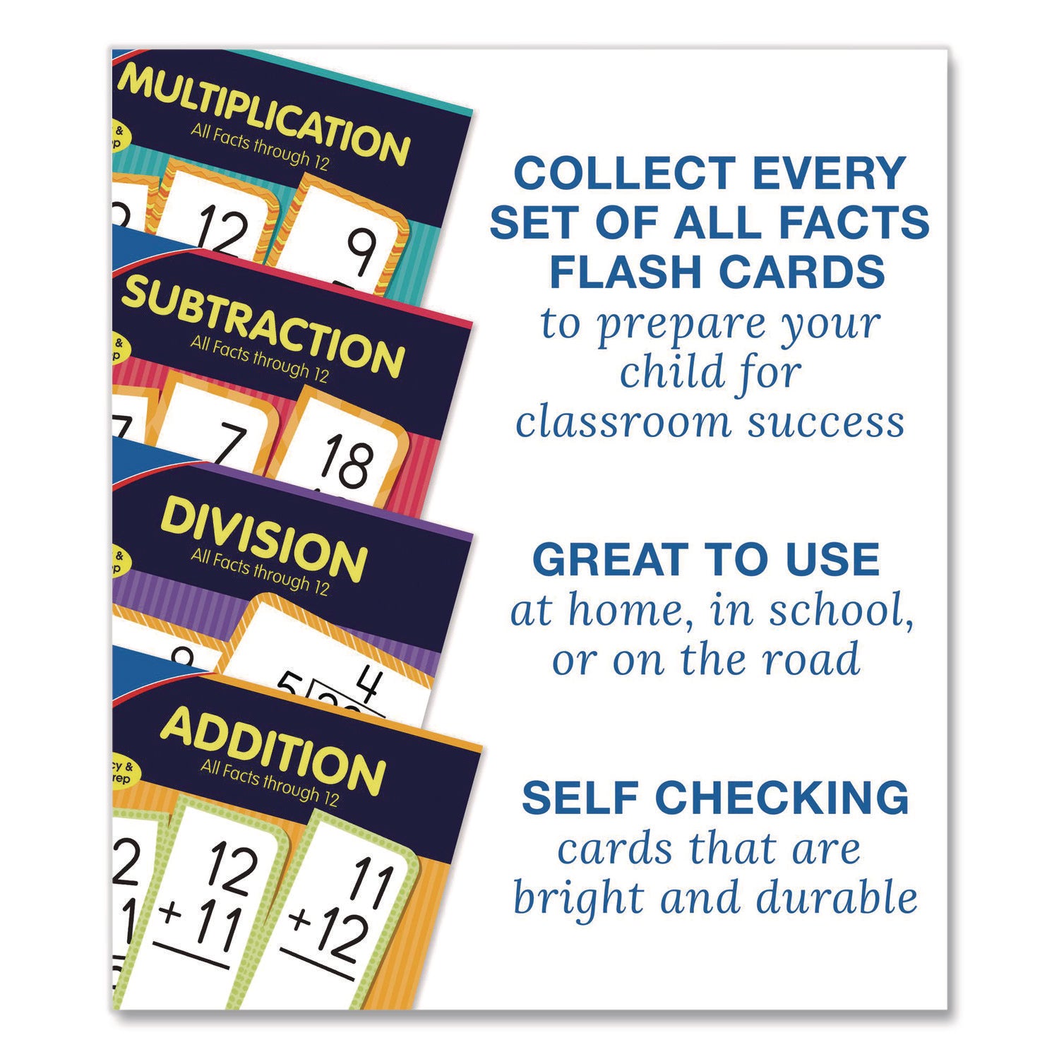 Carson-Dellosa Education Addition 0 to 12 Flash Cards, 3.25 x 5.25, Assorted Colors, 54 Cards