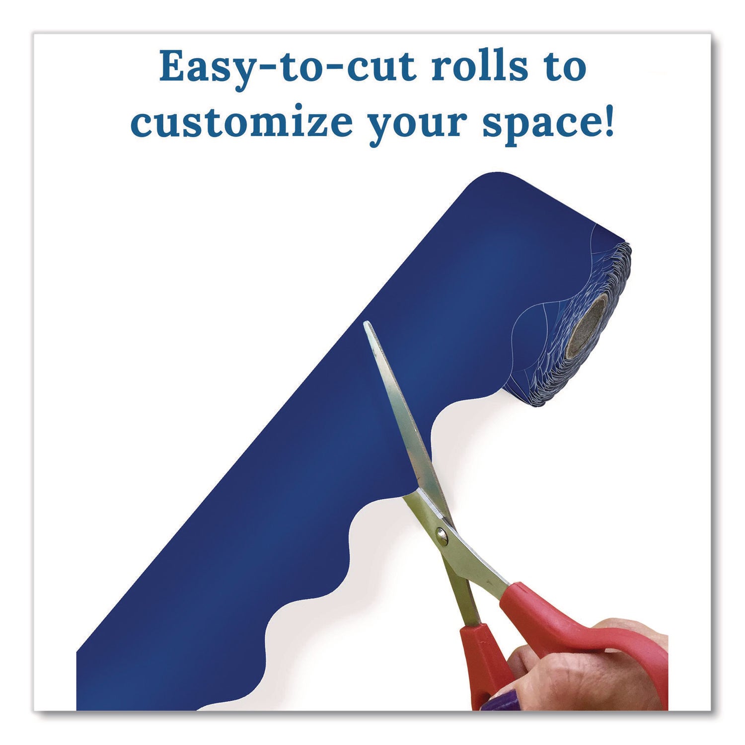 Carson-Dellosa Education Rolled Scalloped Border, 2.25" x 65 ft, Navy