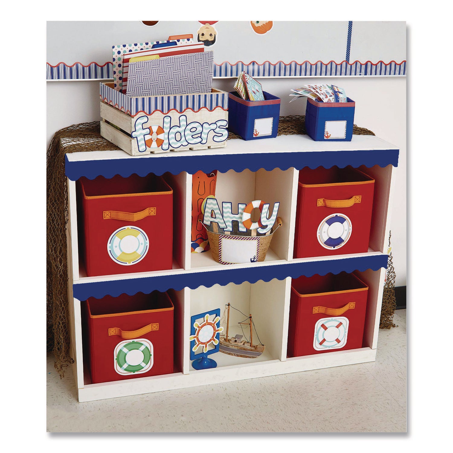 Carson-Dellosa Education Rolled Scalloped Border, 2.25" x 65 ft, Navy