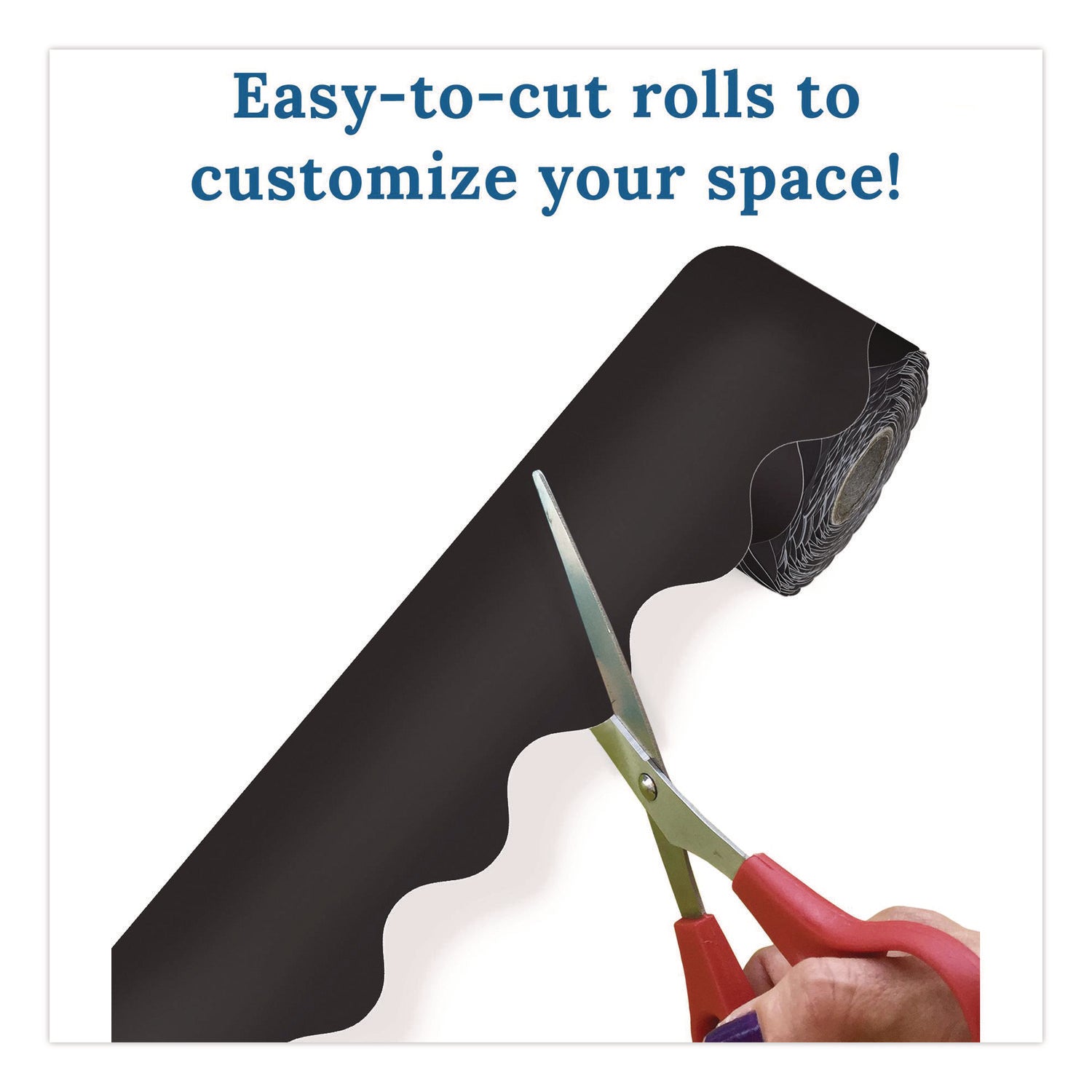 Carson-Dellosa Education Rolled Scalloped Border, 2.25" x 65 ft, Black